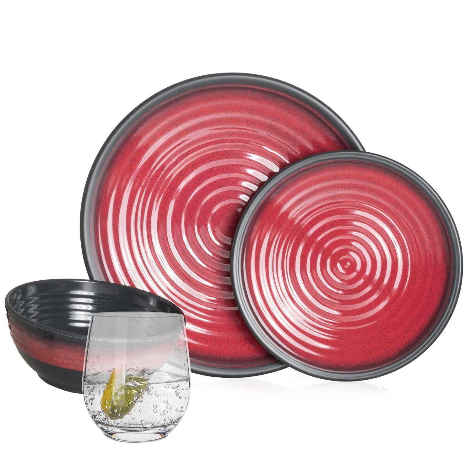 Moritz Geschirr-Set Camping Geschirr Stone Red,