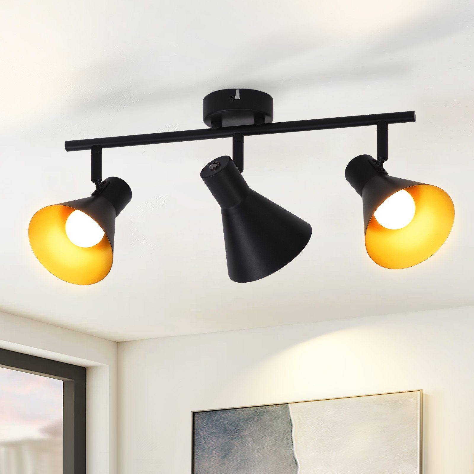 ZMH Deckenleuchte Deckenstrahler Schwarz Deckenlampen E14