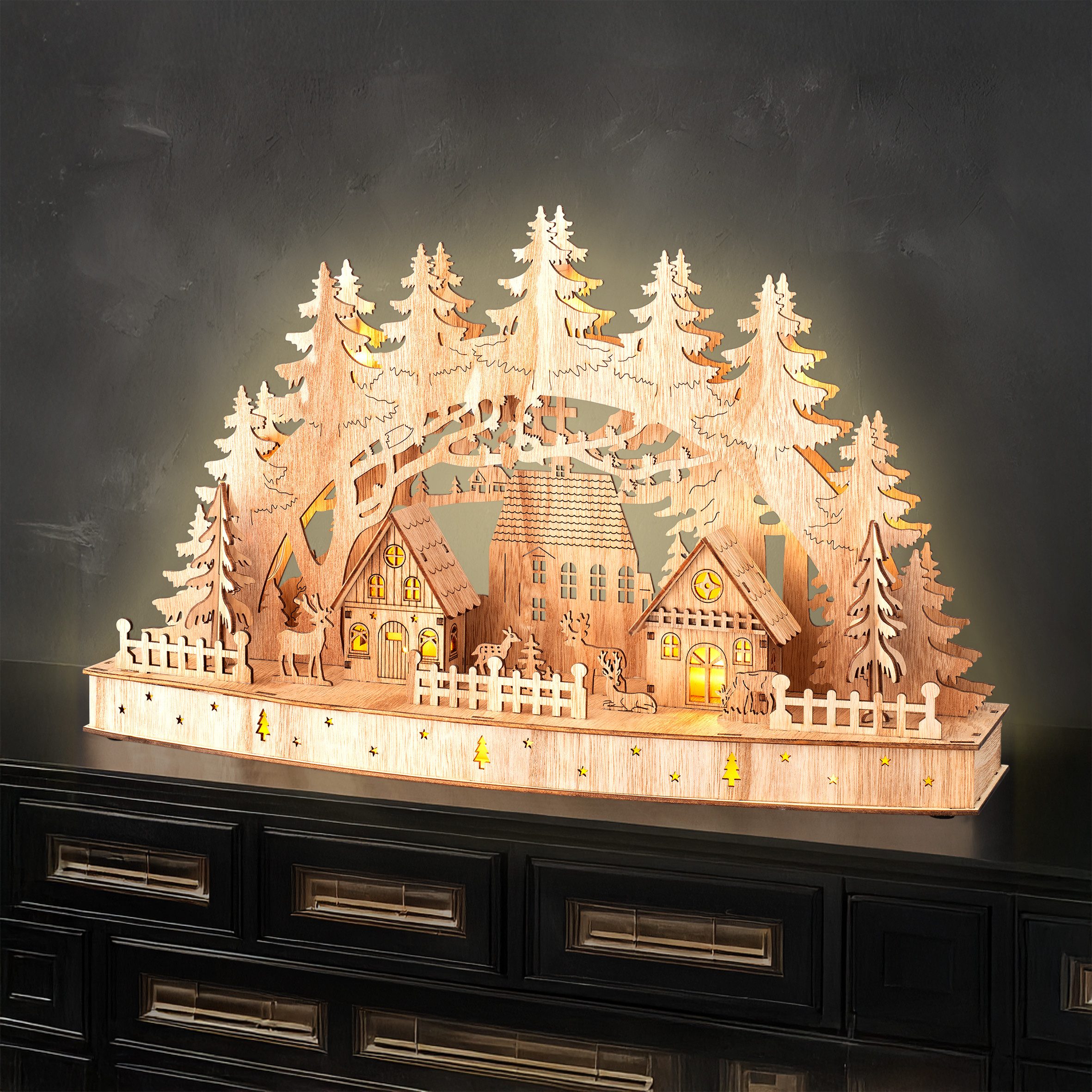 Spetebo LED Schwibbogen Weihnachtsdorf 44 x