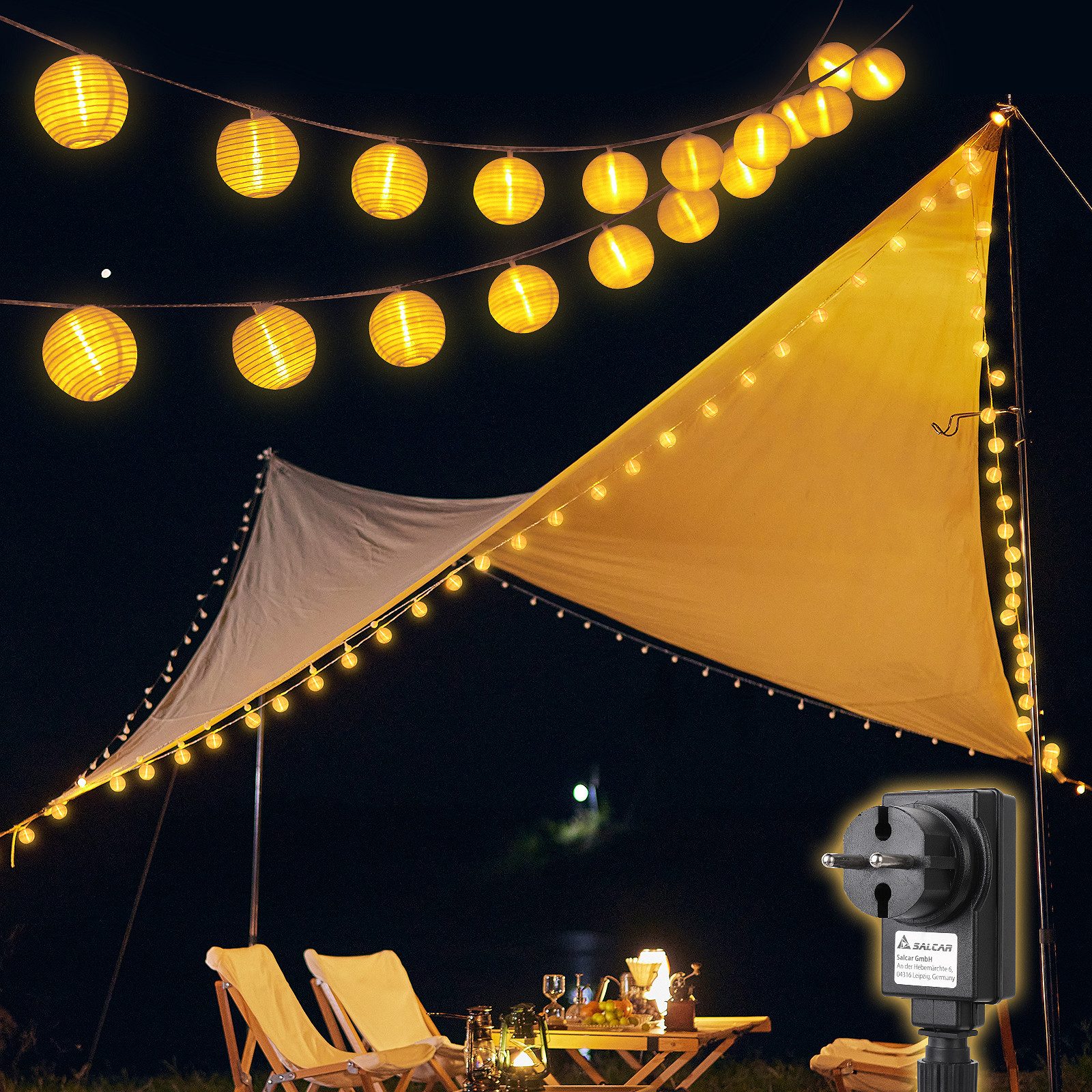 Salcar LED-Lichterkette LED-Lampions Lichterkette Außen-Lichterkette Laterne