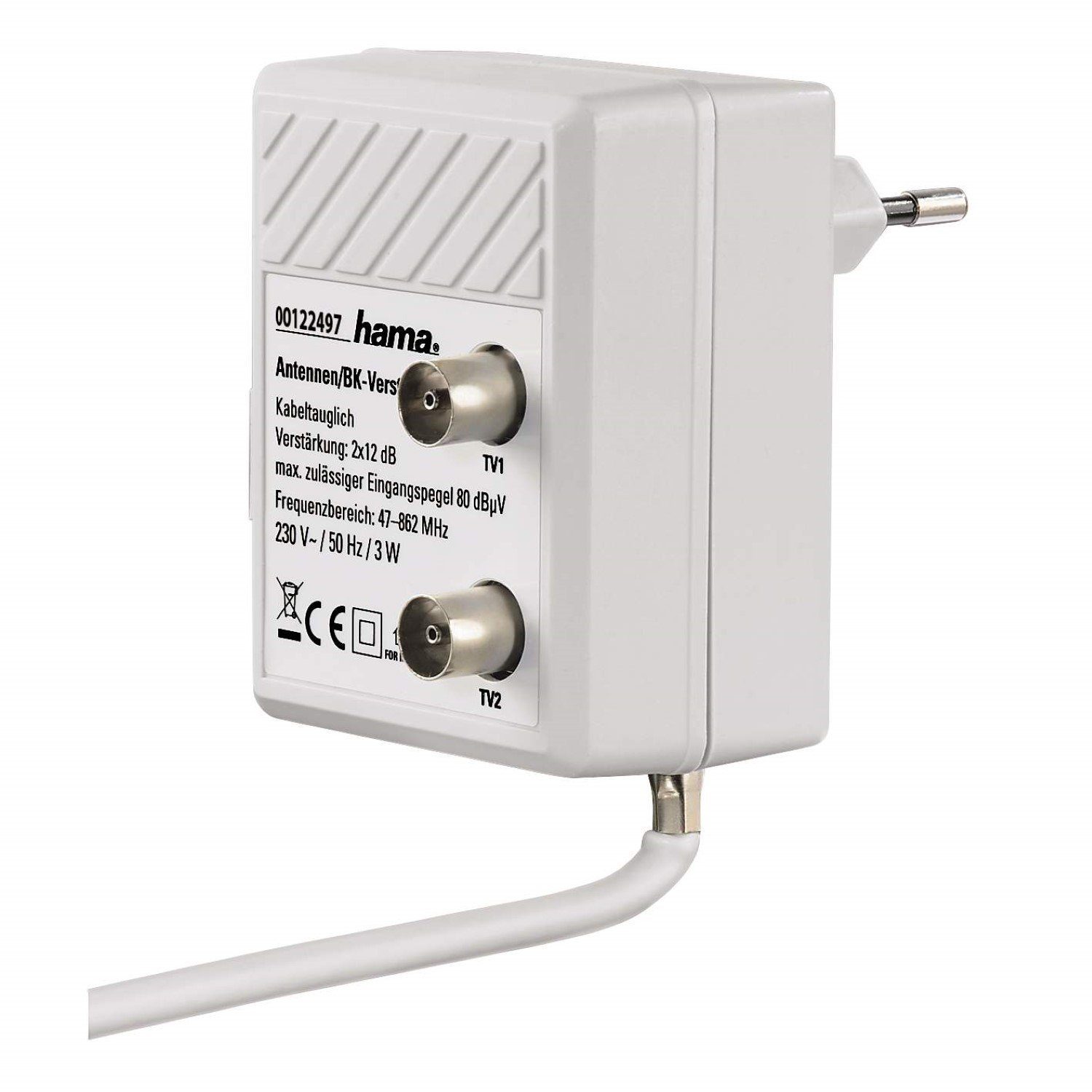 Hama 2-Fach TV Verteiler Antennen-Verstärker Audioverstärker