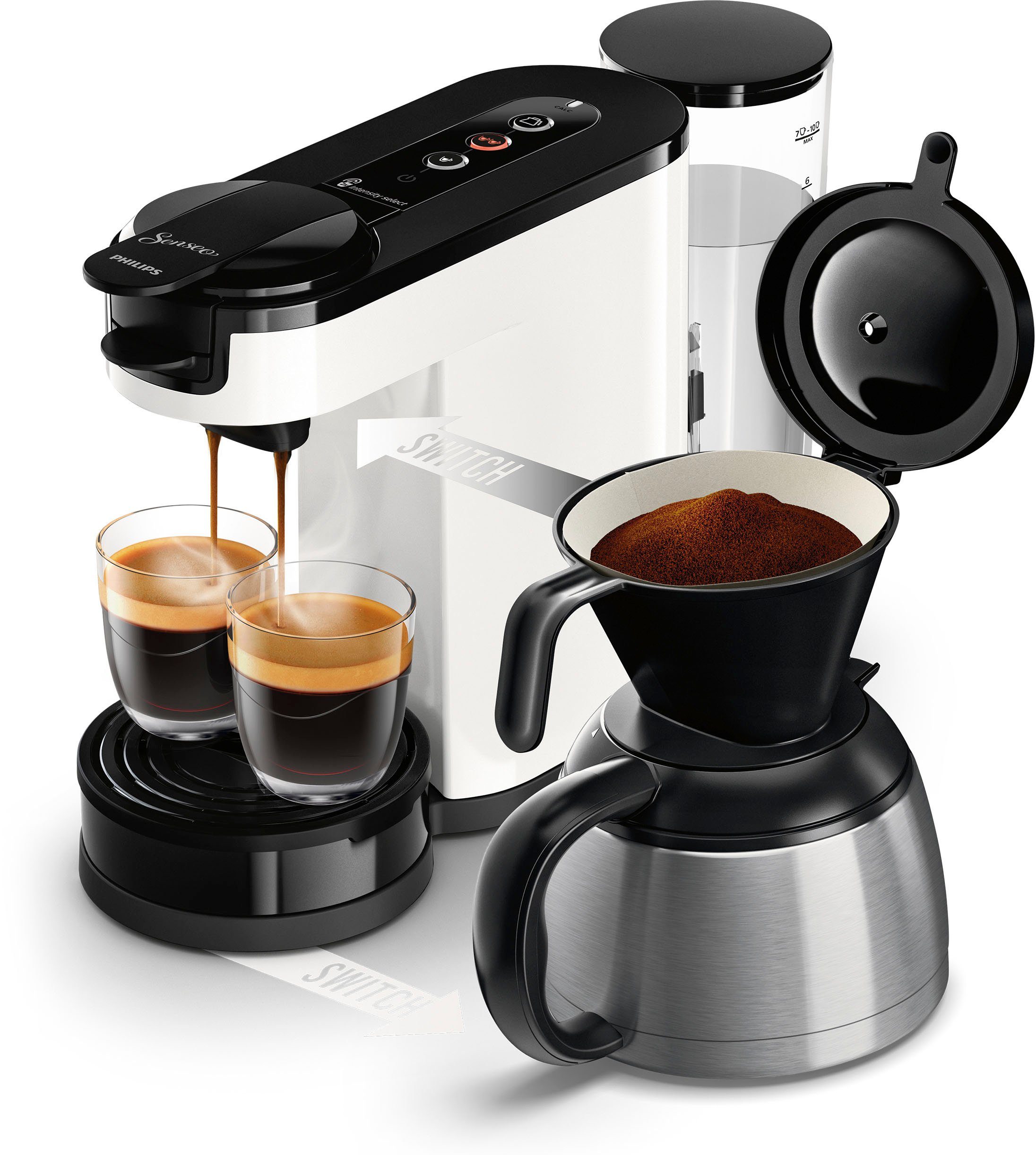 Philips Senseo Kaffeepadmaschine Switch HD6592/04, 2-in-1