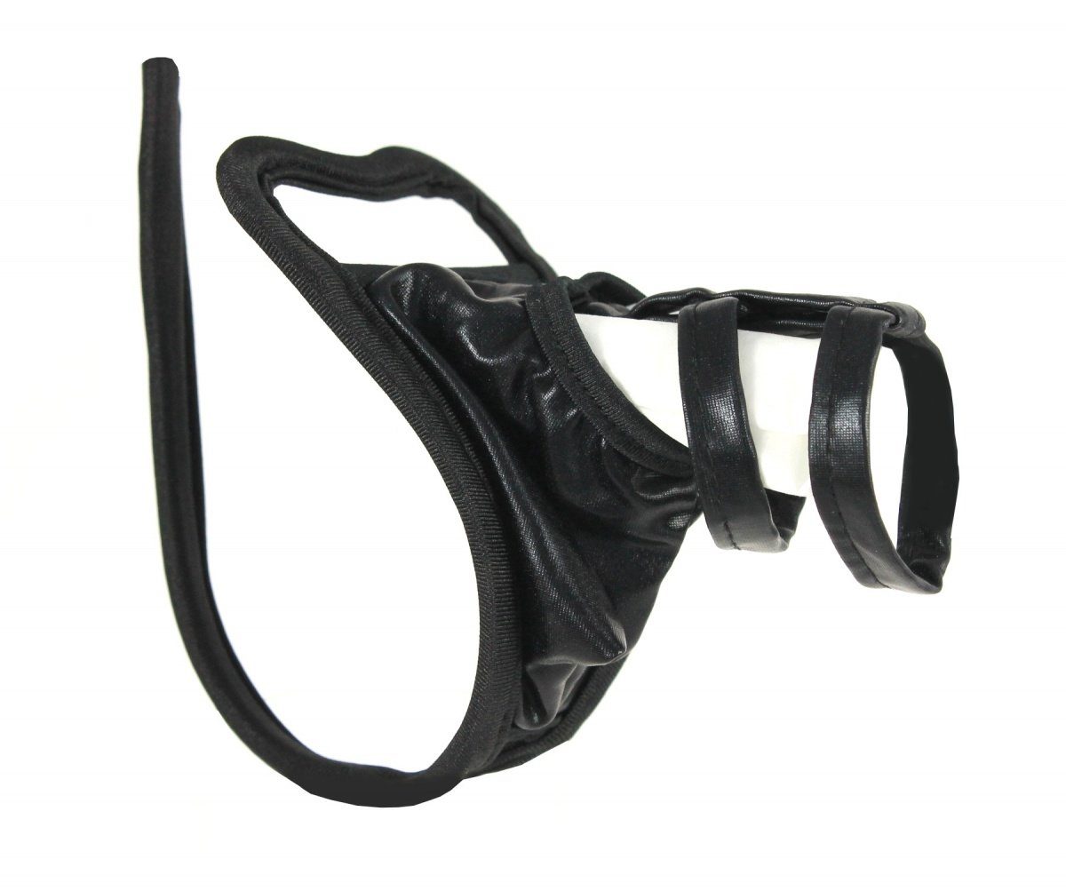 Lau-Fashion Tanga Wetlook C-String Tanga Schwarz