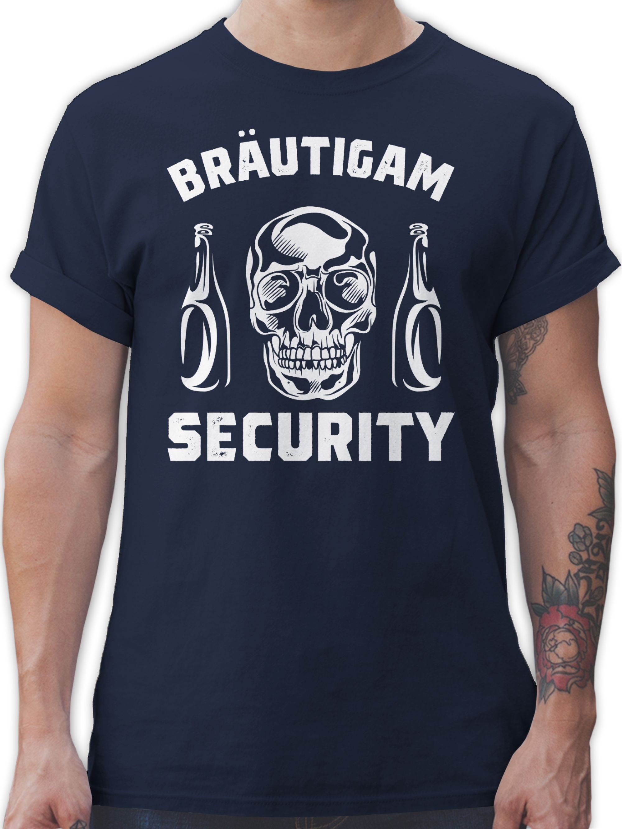 Shirtracer T-Shirt Bräutigam Security Totenkopf JGA