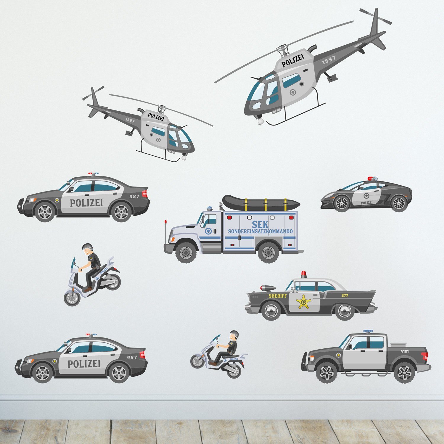 Sunnywall Wandtattoo Polizei Wandsticker Wandtattoo A4