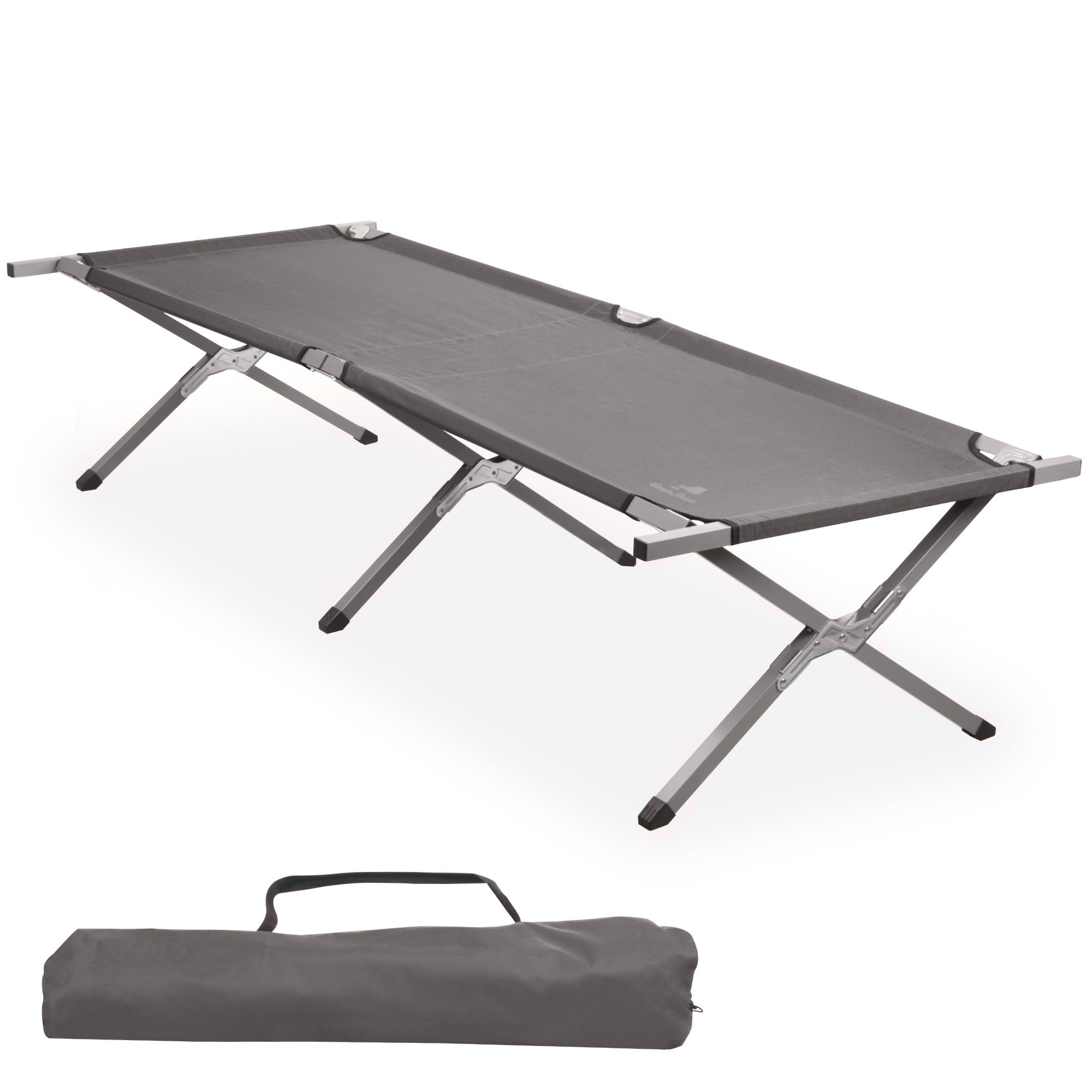 CampFeuer Gartenliege Feldbett mit Tragetasche, Grau,