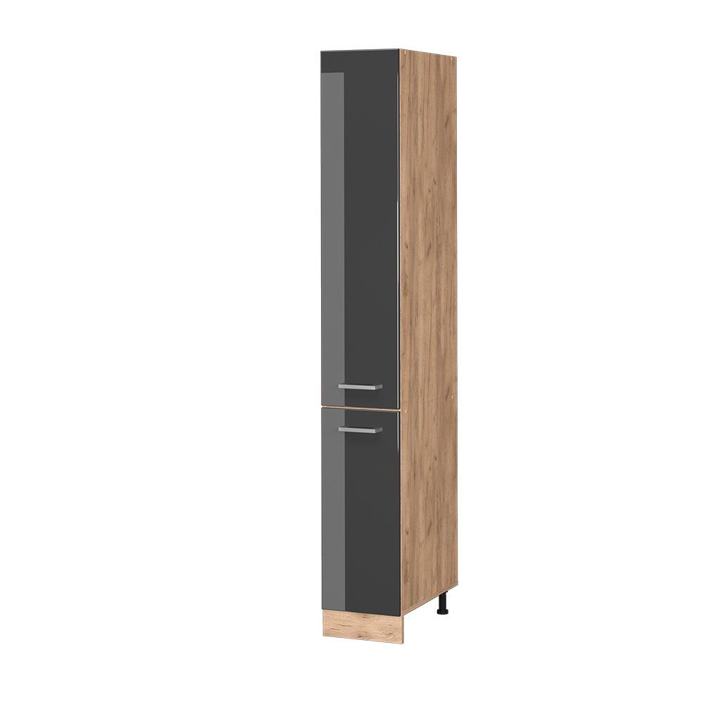 Vicco Hochschrank R-Line, Anthrazit Hochglanz/Goldkraft Eiche,