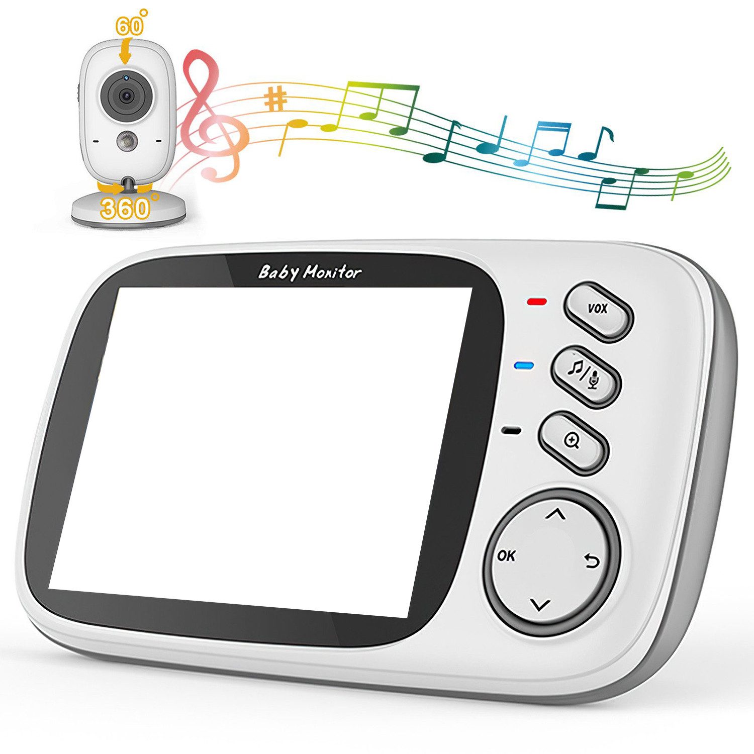 ZEUOPQ Babyphone Babyphone Babymonitor mit Zwei-Wege-Audio,Nachtmodus&Temperaturanzeige,