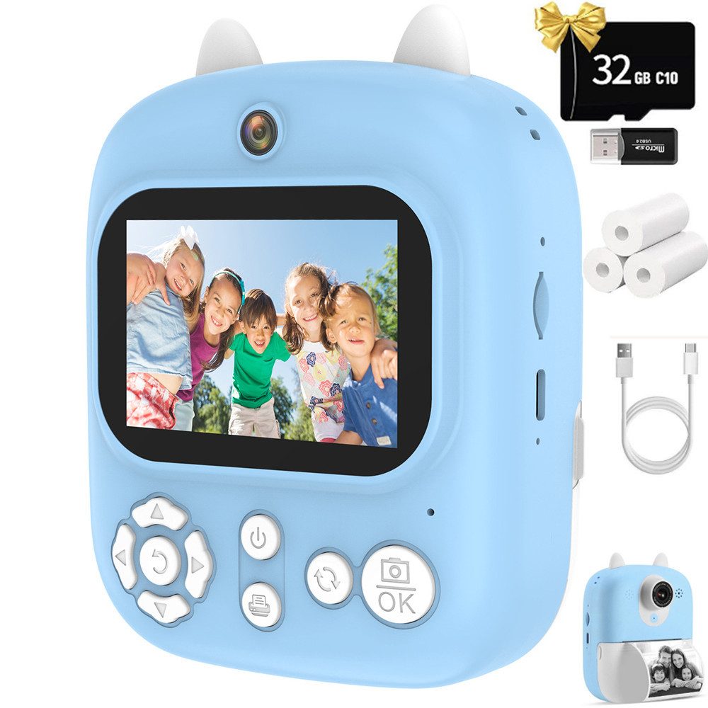 BlingBin Kinder Sofortbildkamera 1080P Digitalkamera mit