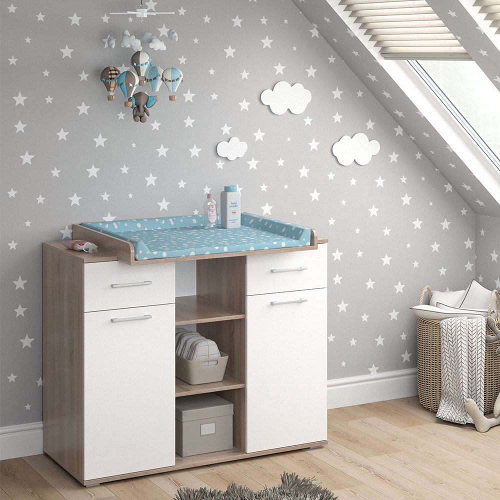Vicco Wickelkommode Leonie, Sonoma/Weiß, 113 x