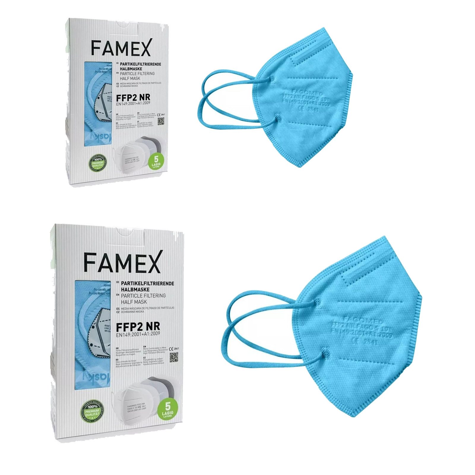 FAMEX Mund-Nasen-Maske 20x FFP2 Maske Atemschutzmaske