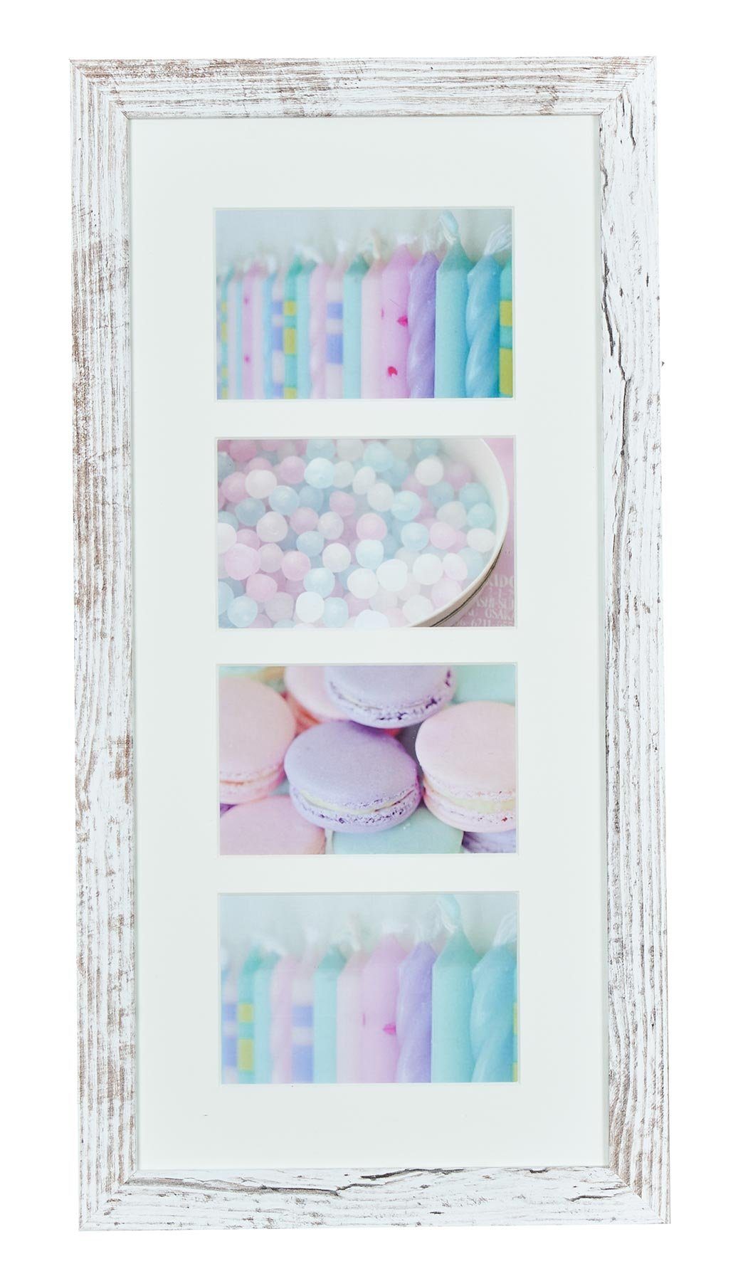 Levandeo® Bilderrahmen Collage, Bilderrahmen 28x54cm Weiß