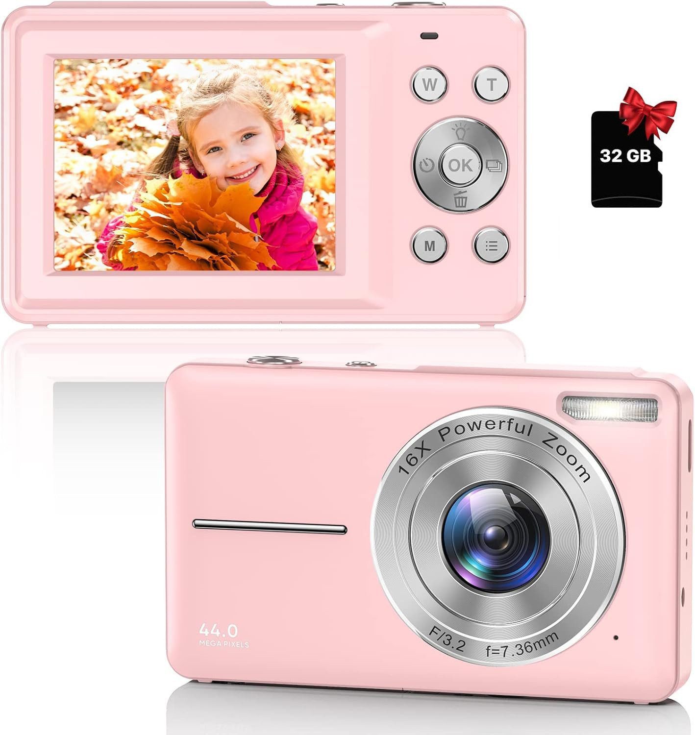 MOPUEA Digitalkamera Fotokamera Kompaktkamera, 44MP 1080P