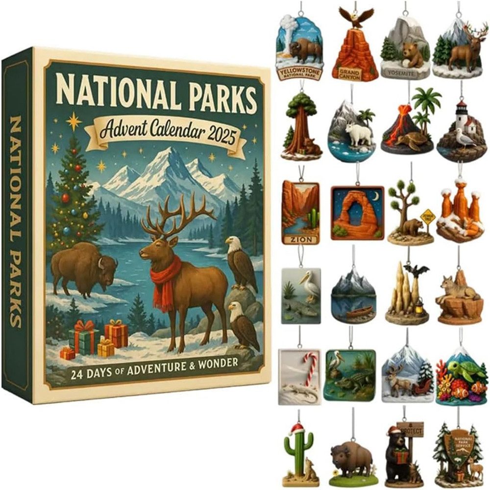CLTYQ Spielzeug-Adventskalender Nationalparks Adventskalender 2025, 24-Tage