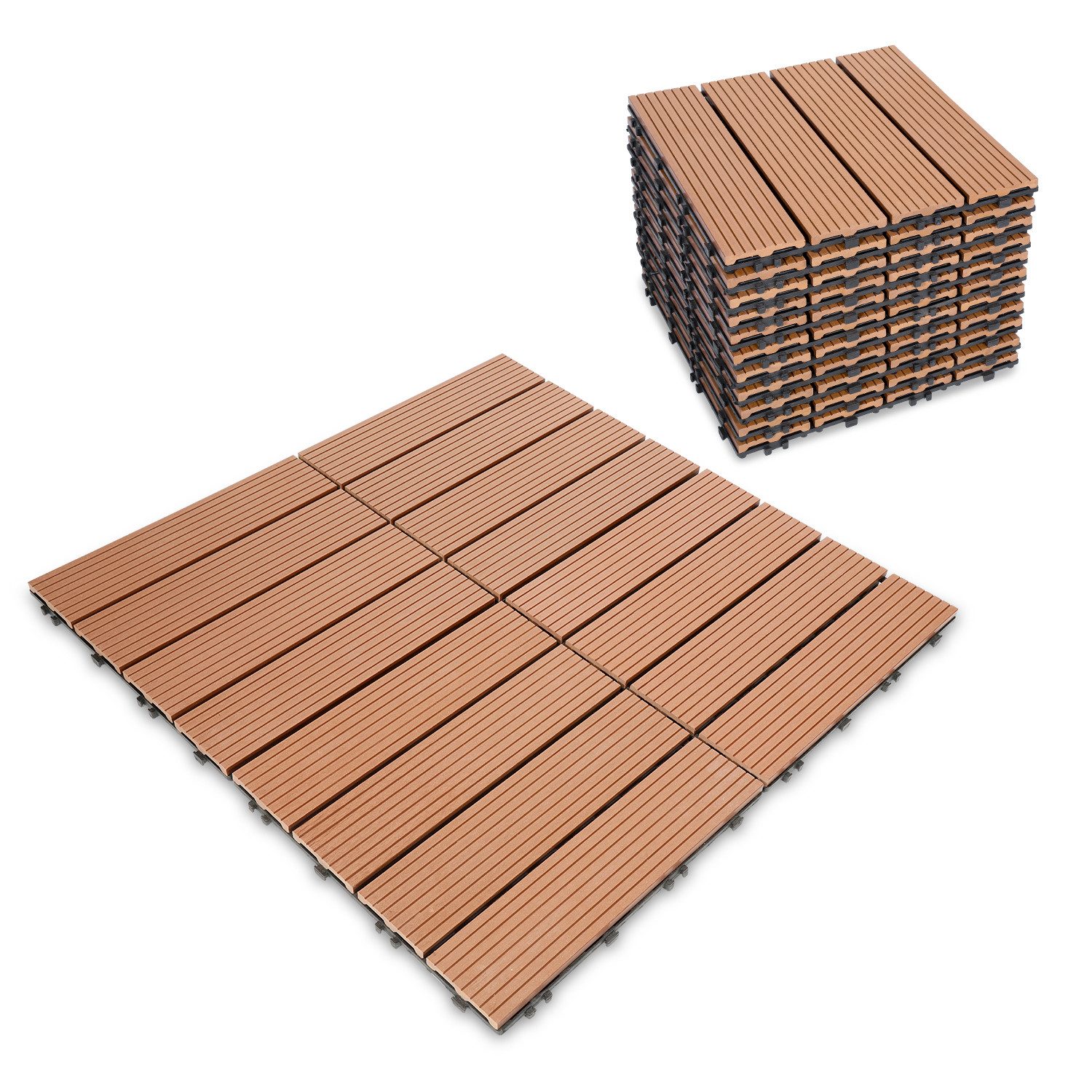 Clanmacy Holzfliesen Terrassendielen WPC Balkonfliesen Klickfliesen
