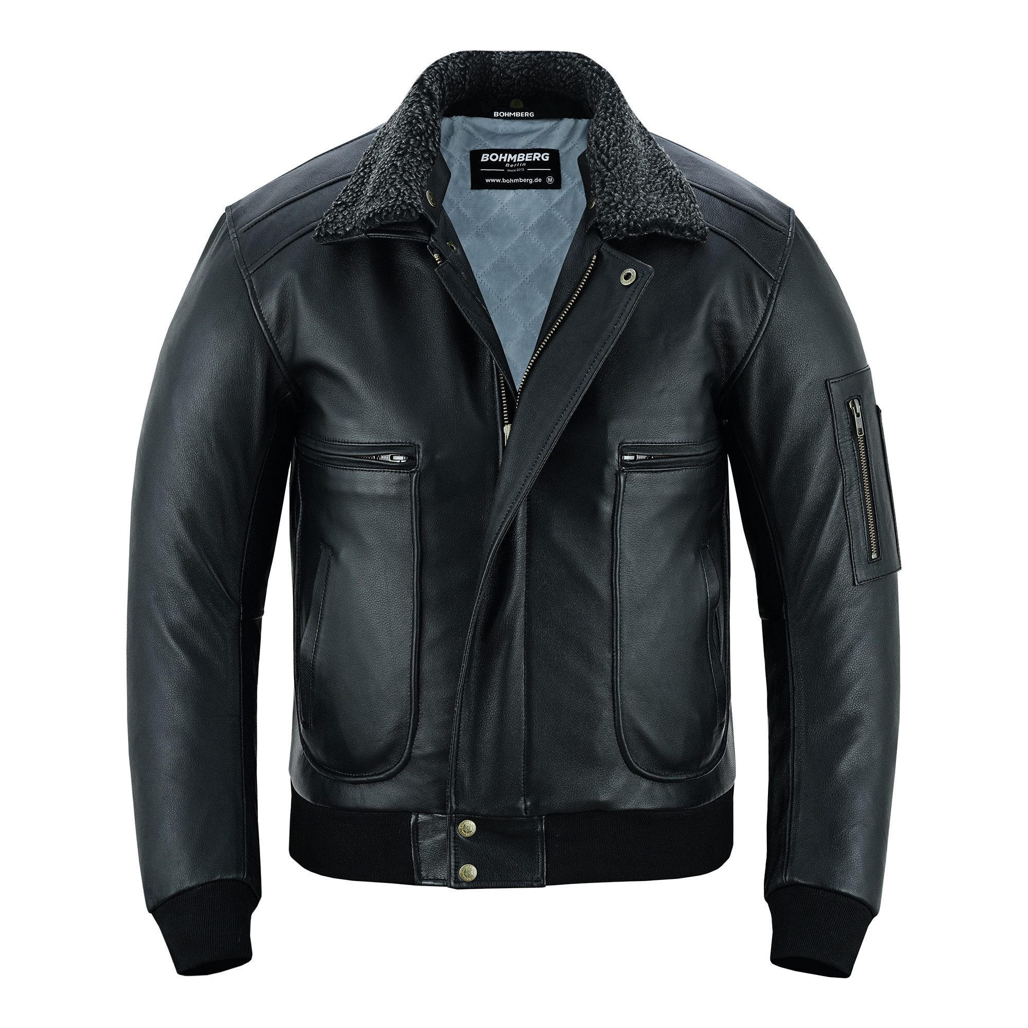 BOHMBERG Lederjacke Herren Pilotenjacke echtes Büffelleder