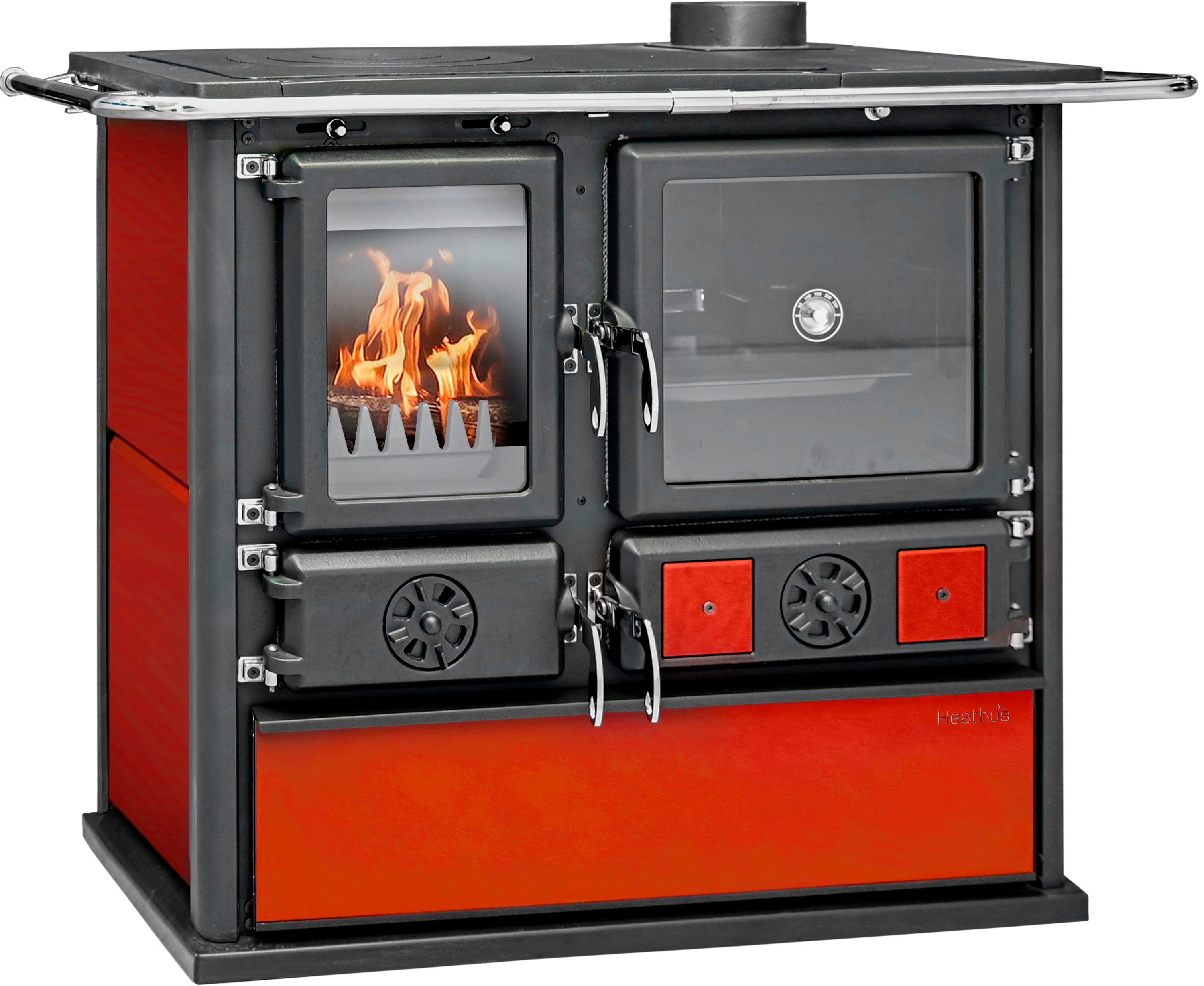 Festbrennstoffherd Heathus Küchenofen »Cook Premium« Bordeaux,