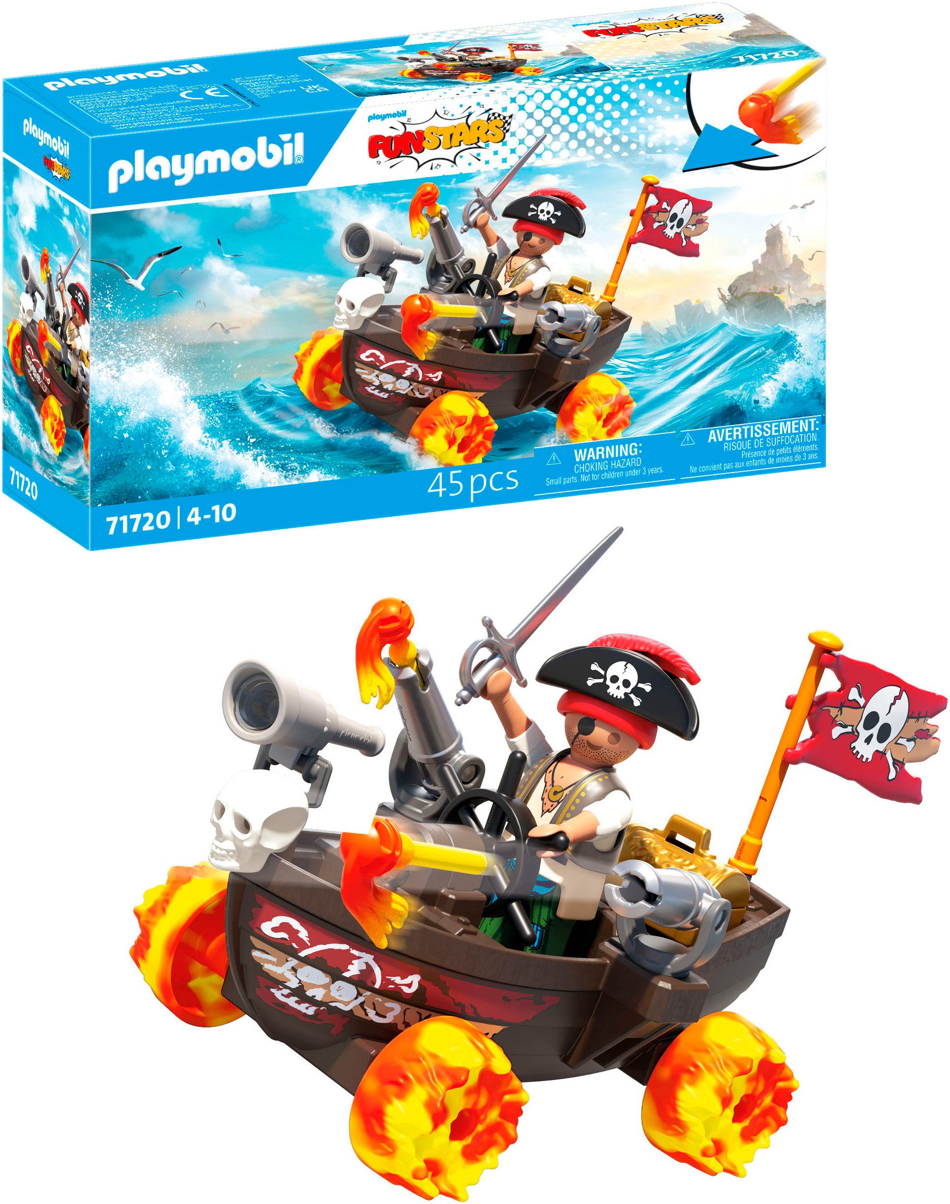 Playmobil® Rasendes Piratenboot (71720), Funstars Konstruktions-Spielset,