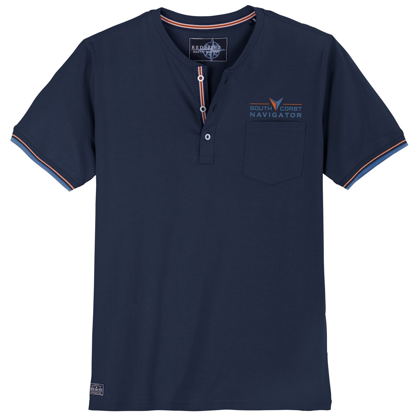 redfield Rundhalsshirt Redfield XXL Henley-T-Shirt dunkelblau