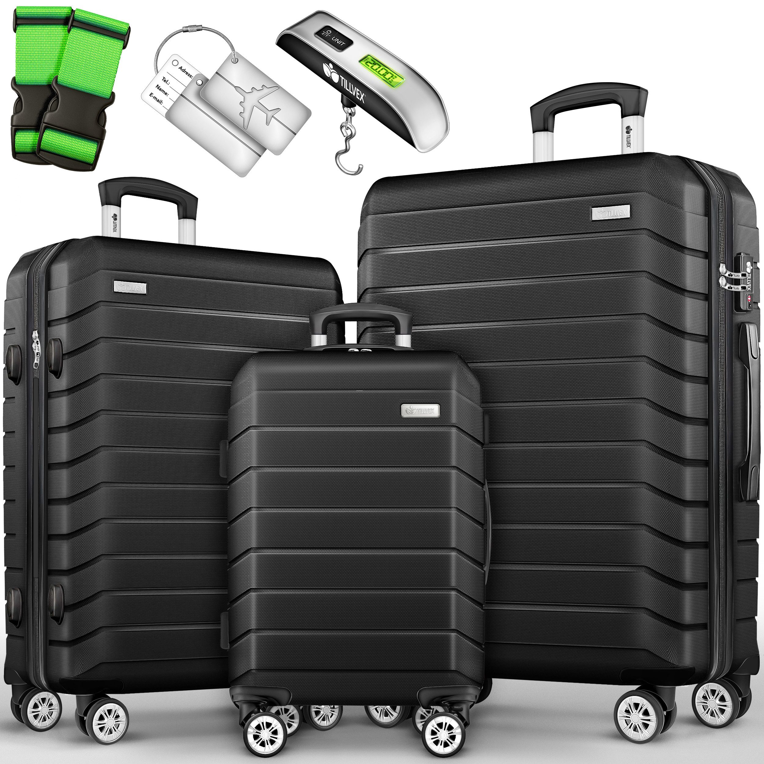 tillvex Trolleyset Reisekoffer Set Koffer Hartschale