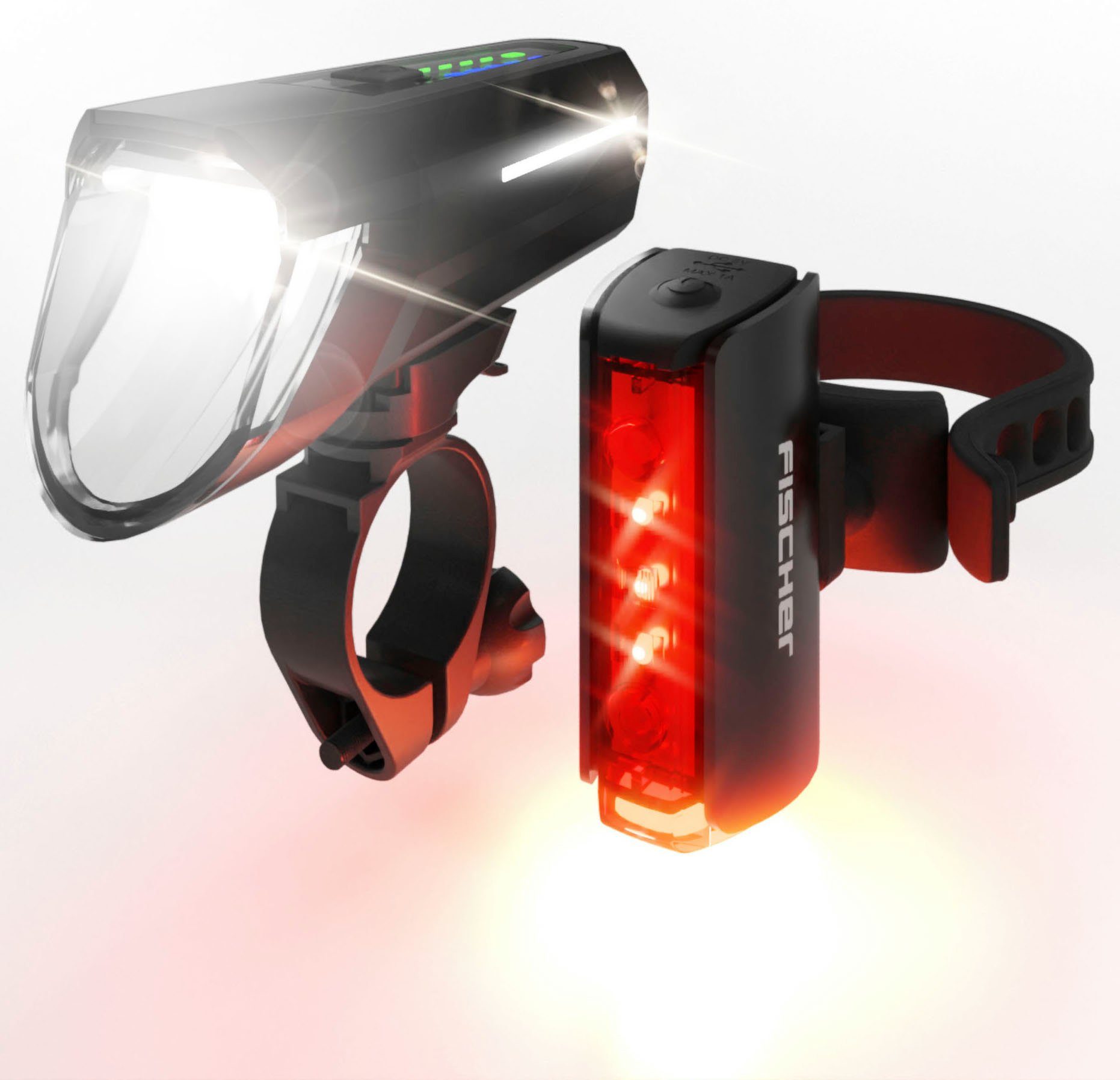 FISCHER Fahrrad Fahrradbeleuchtung LED-Akku-Bel. Set PLUS