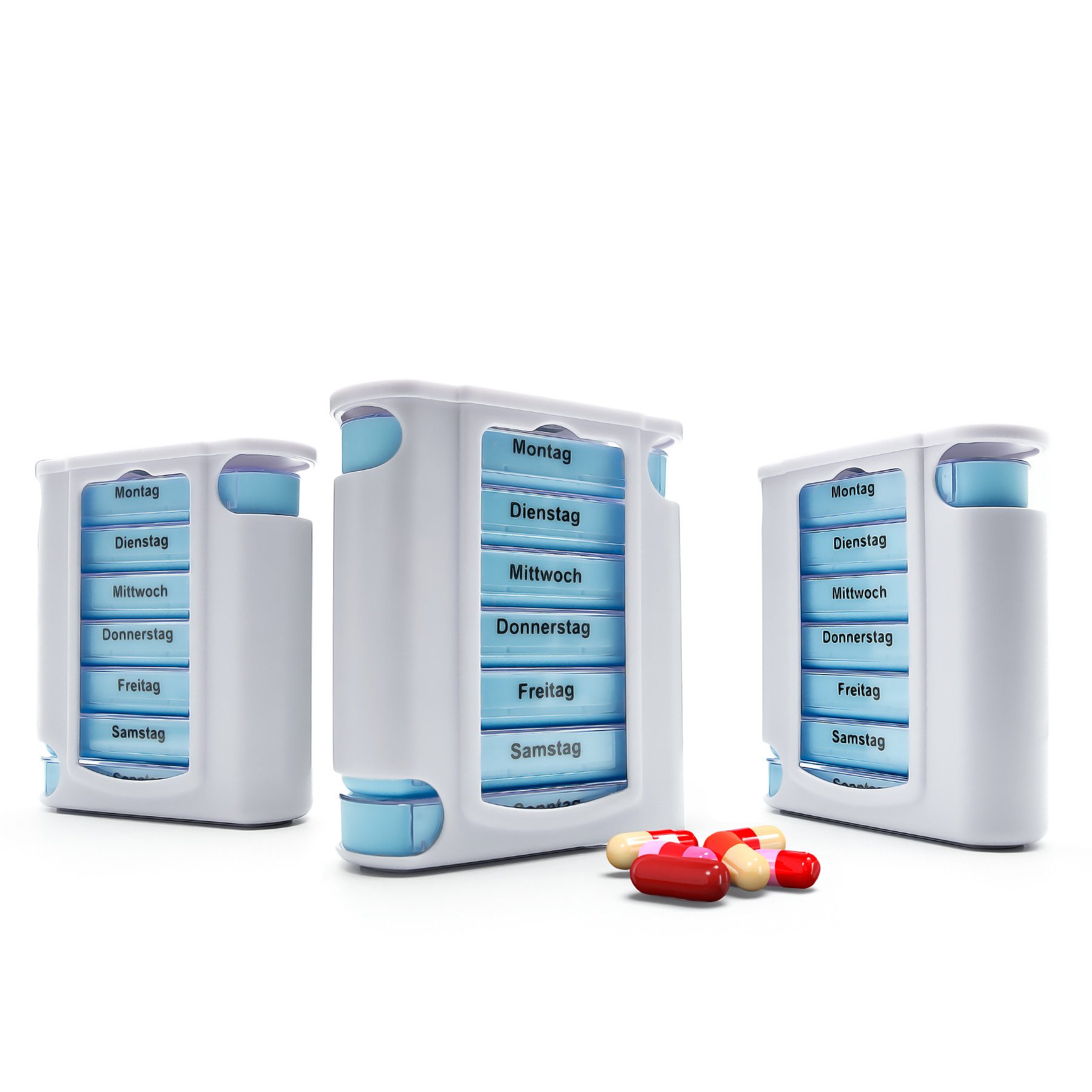 BigDean Pillendose 3 Stück Tablettenbox Weiß