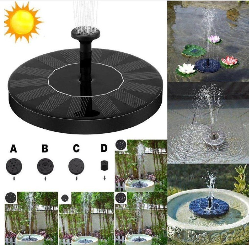 XDeer Gartenbrunnen Solar Springbrunnen, Mini-Solarbrunnen,Solar Teichpumpe