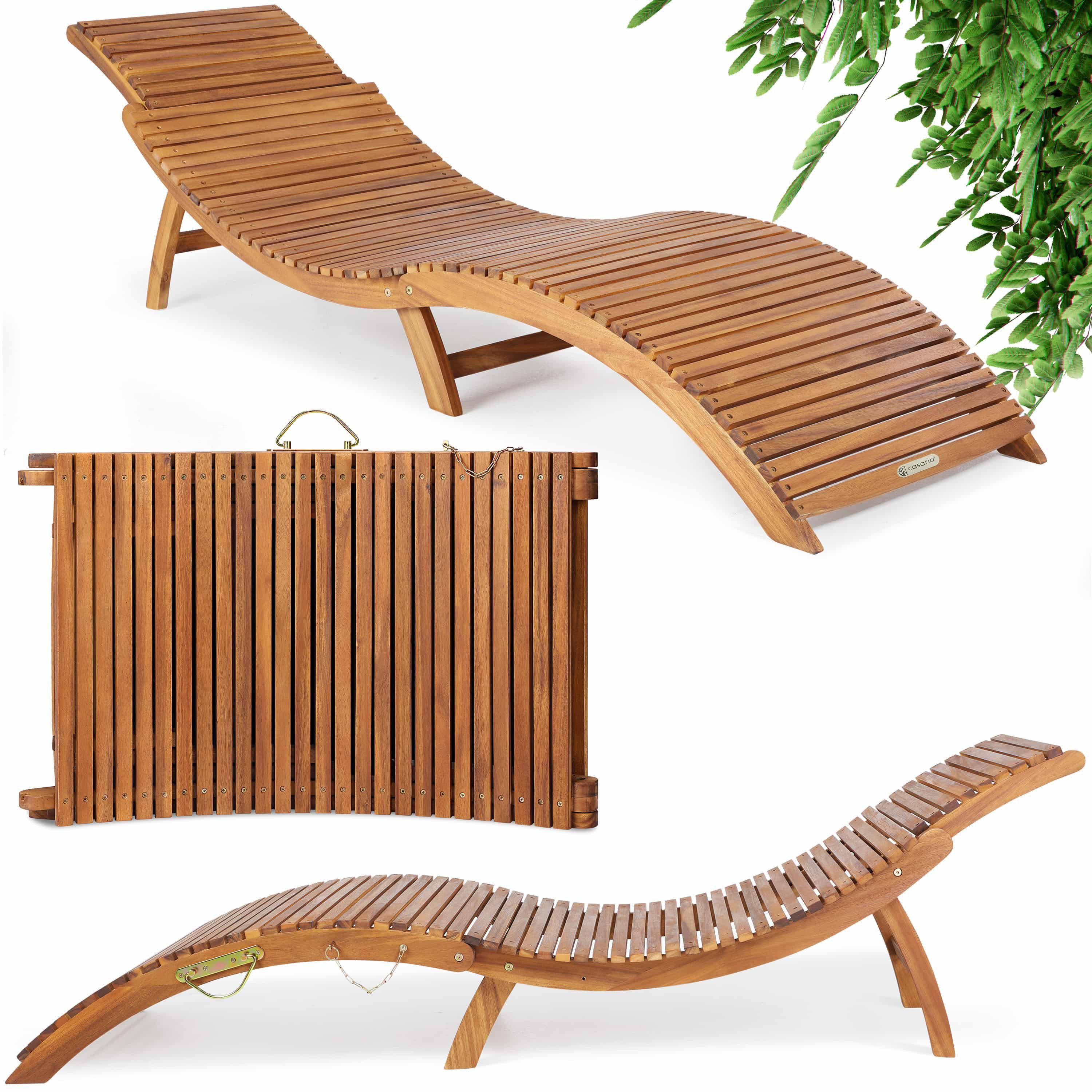 Casaria Gartenliege Braun, Holz Gartenliege FSC®-zertifiziert