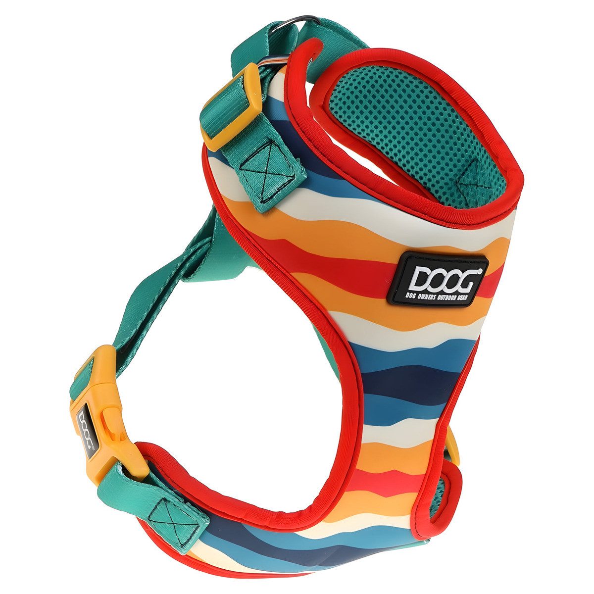 DOOG Hunde-Geschirr Neopren Geschirr Scout rot/gelb/blau