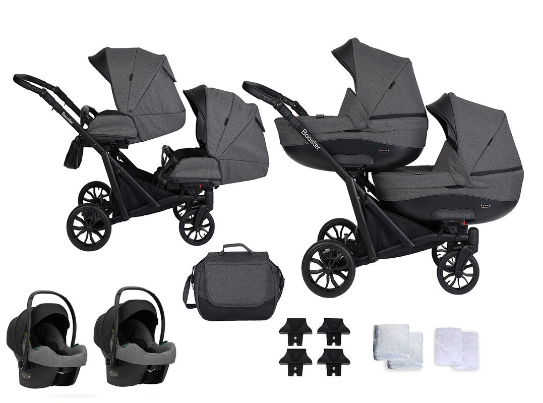 babies-on-wheels Zwillings-Kombikinderwagen Twin-Go 4 in 1