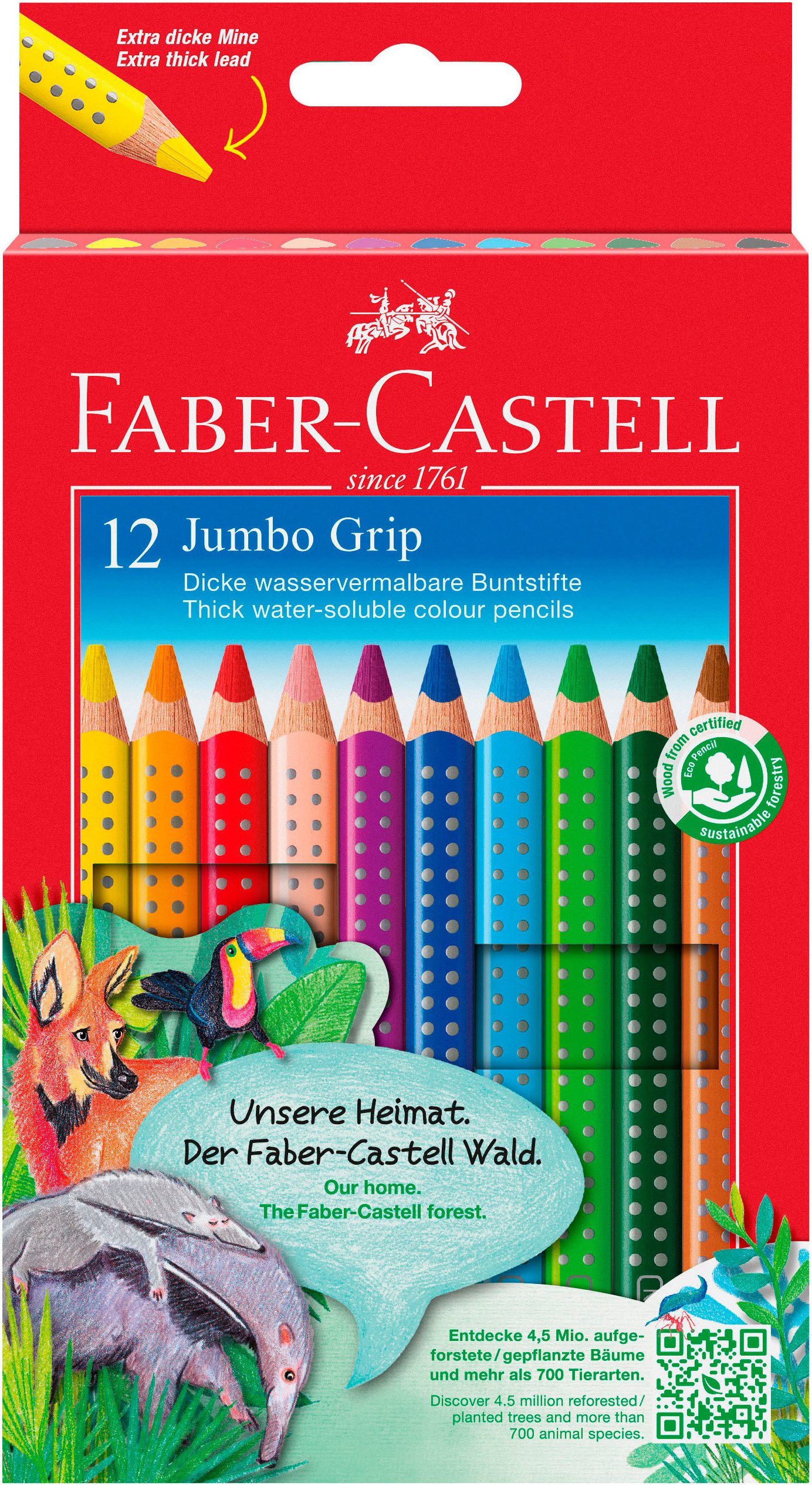 Faber-Castell Buntstift Jumbo Grip 12er-Kartonetui
