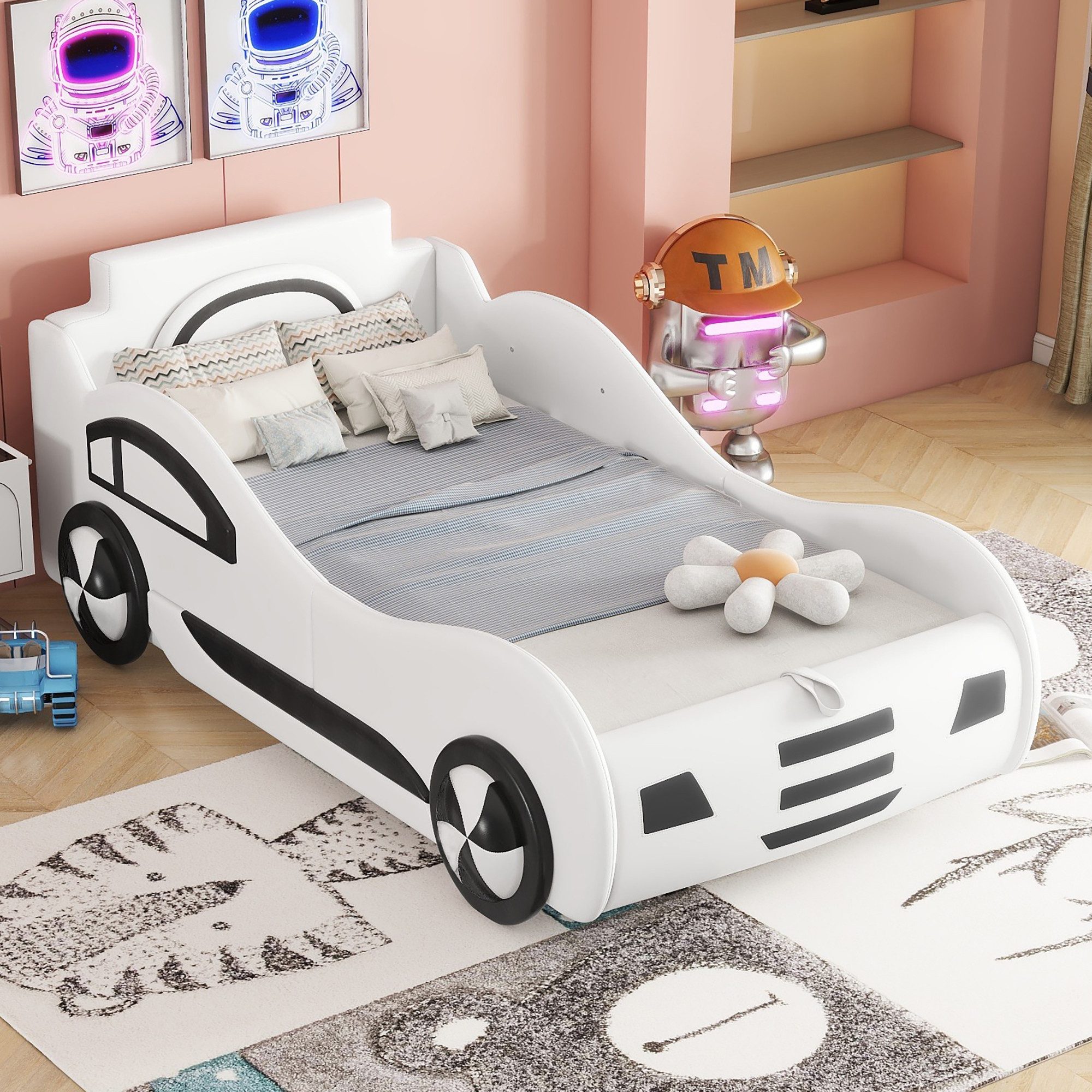 Fanttik Rennwagenbett Kinder Autobett mit Stauraum