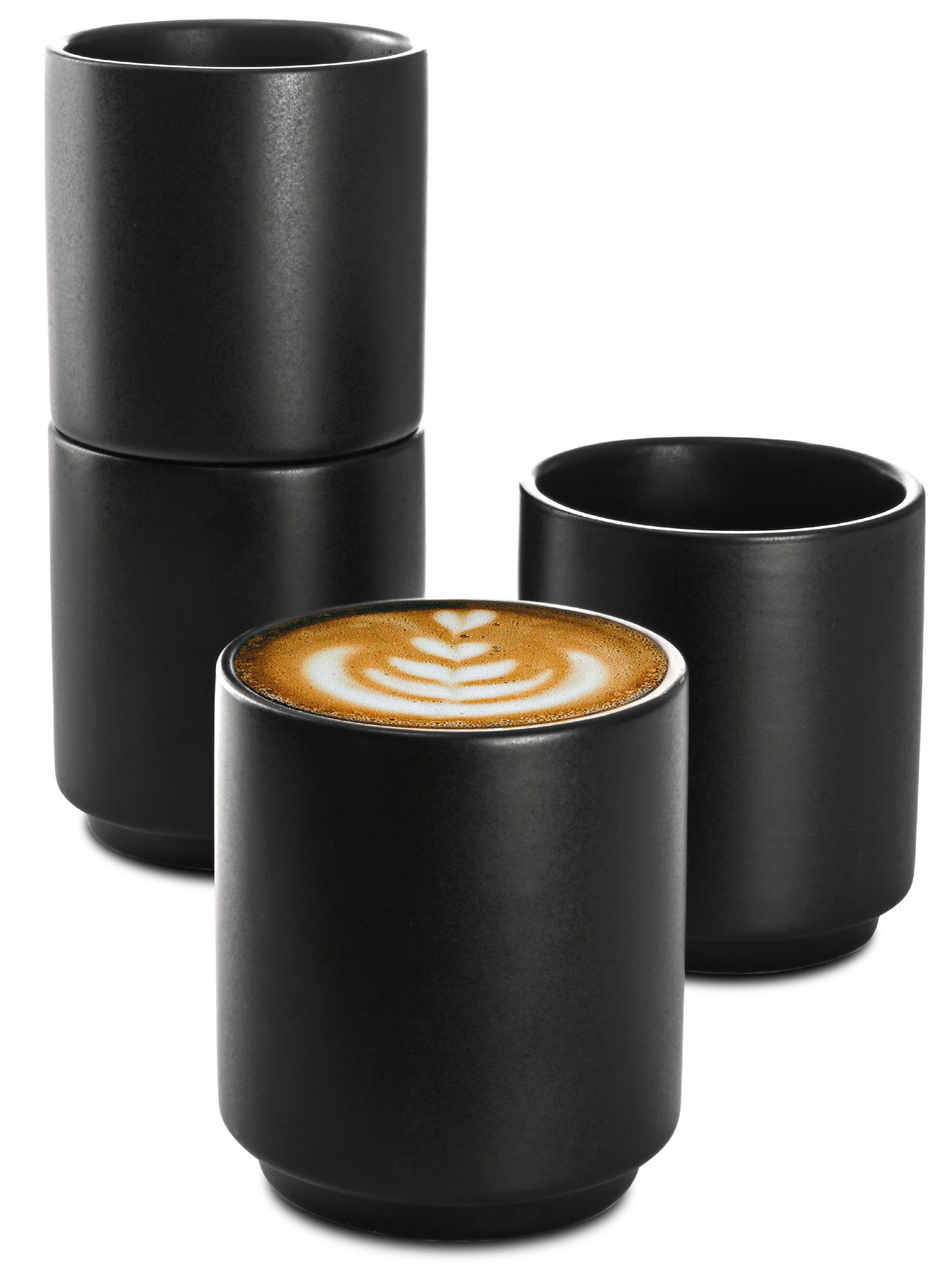Cosumy Cappuccinotasse 4 Cappuccino Tassen Schwarz