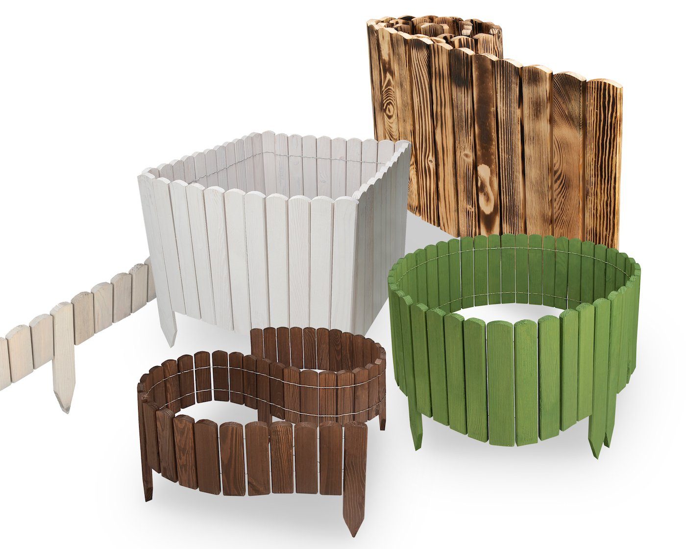 sunnypillow Holzzaun Flexibler Gartenzaun, Beeteinfassung Holz