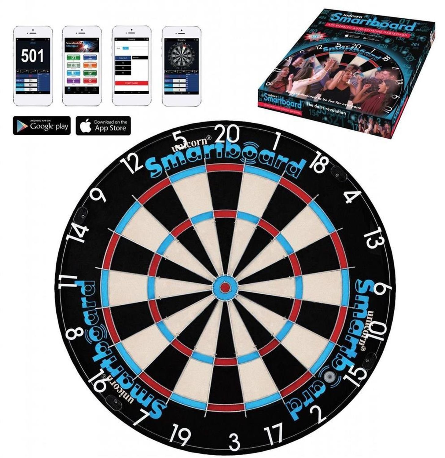 unicorn Dartscheibe Bluetooth Dartboard + App