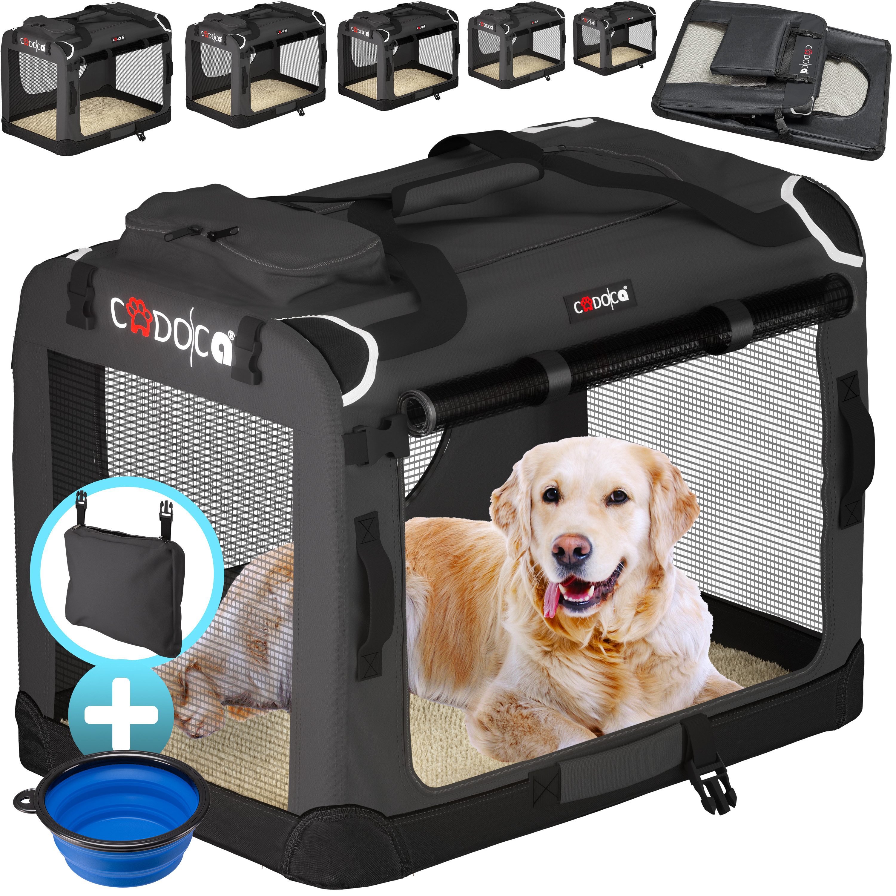 Cadoca Tiertransportbox, faltbar M 60x42x44cm Hundebox