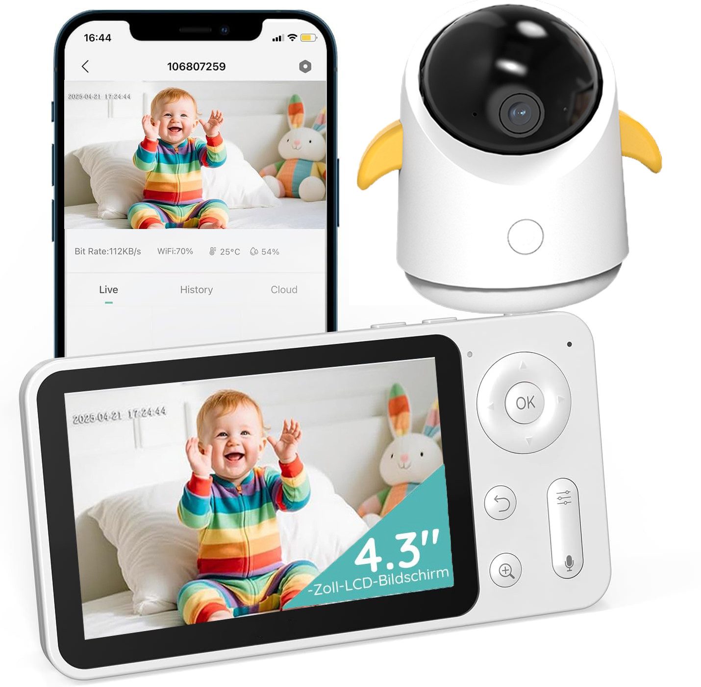 Boifun Babyphone 1080P Babyphone mit Kamera