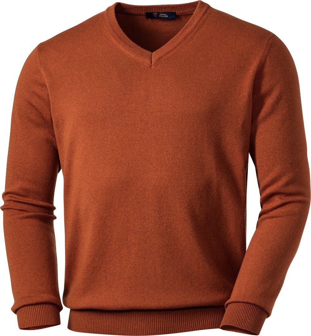 Royal Spencer V-Ausschnitt-Pullover mit Feinripp-Bündchen für