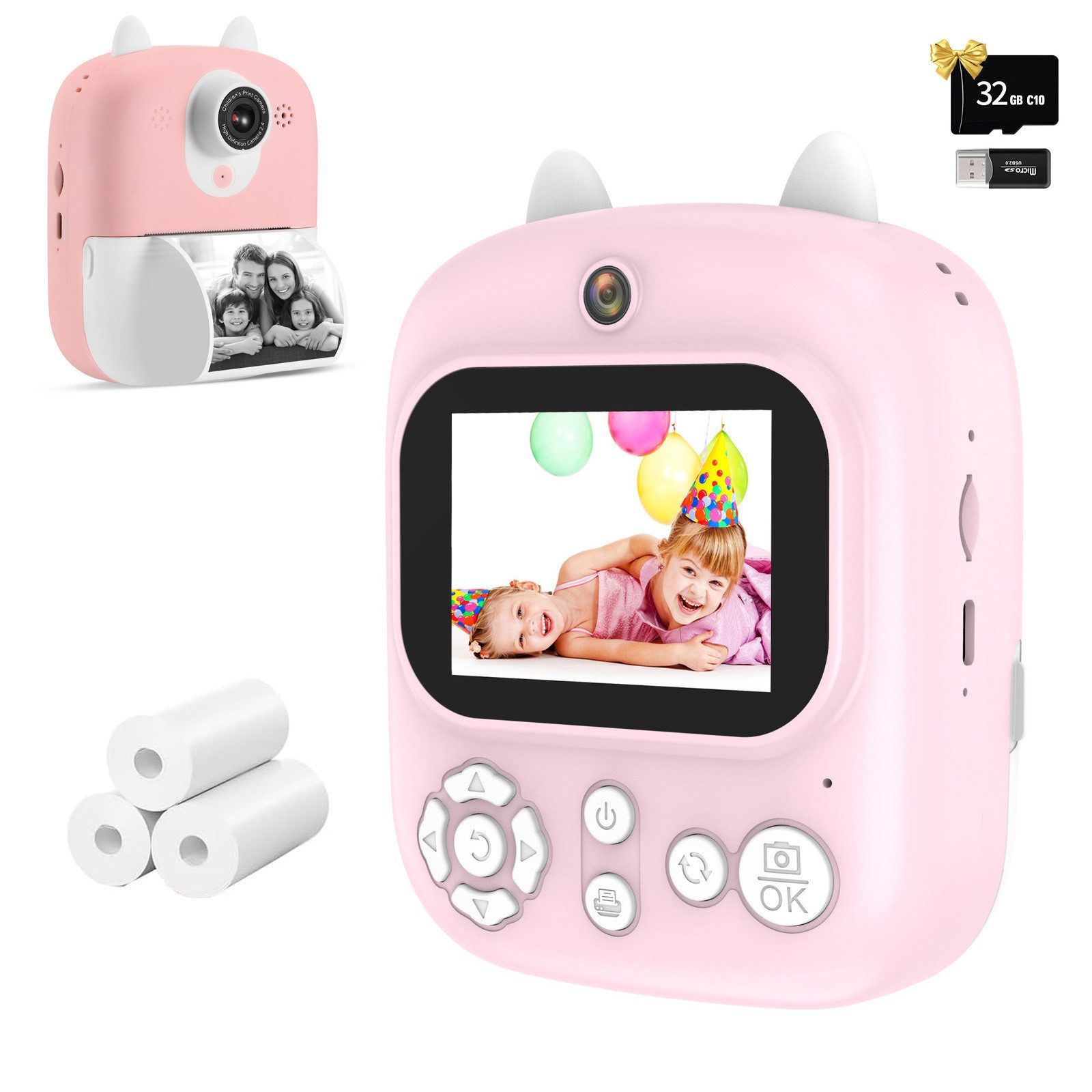 BlingBin Kinderkamera Sofortbildkamera, 1080P Digitalkamera mit