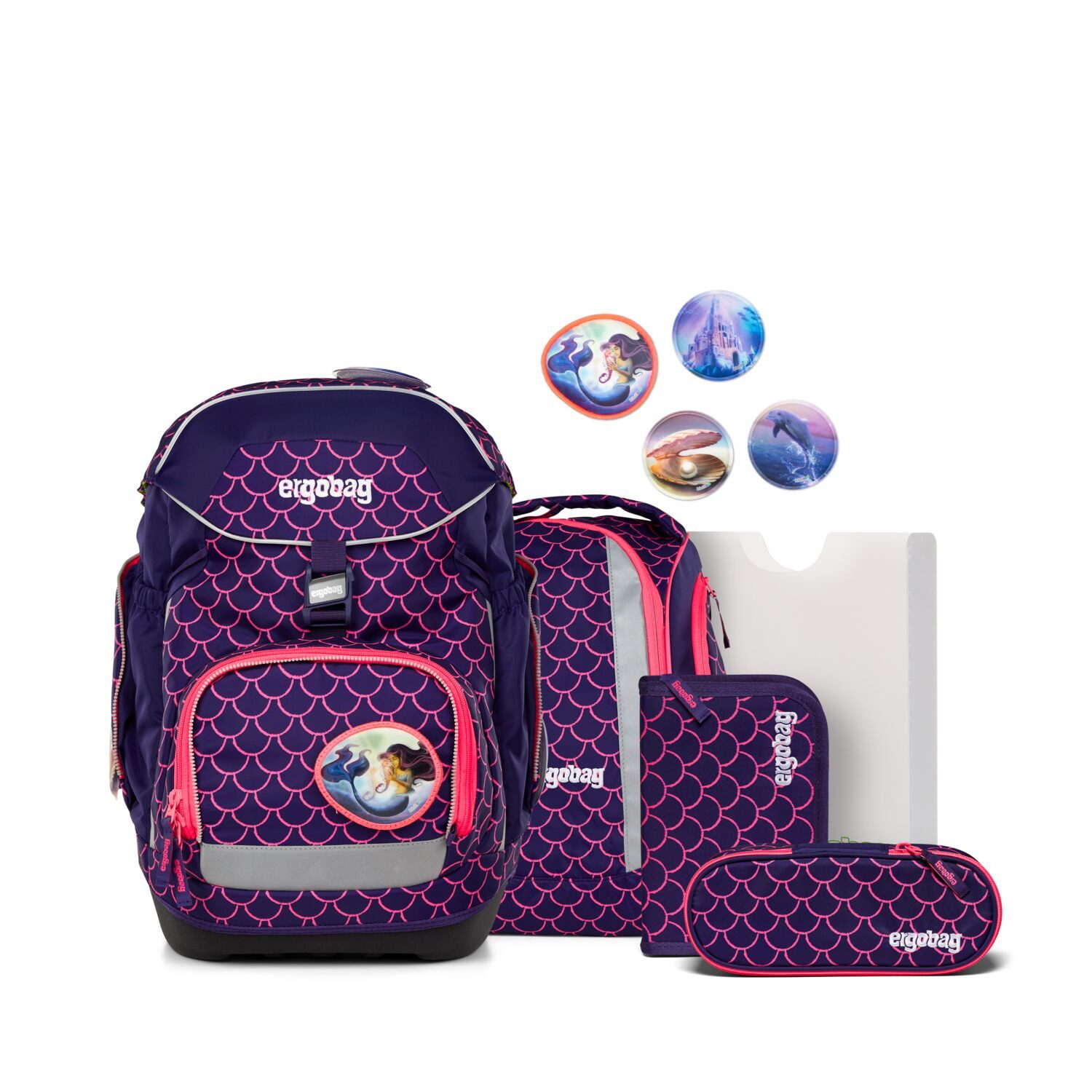 ergobag Schulranzen Schulranzen-Set PACK PerlentauchBär 6-teilig