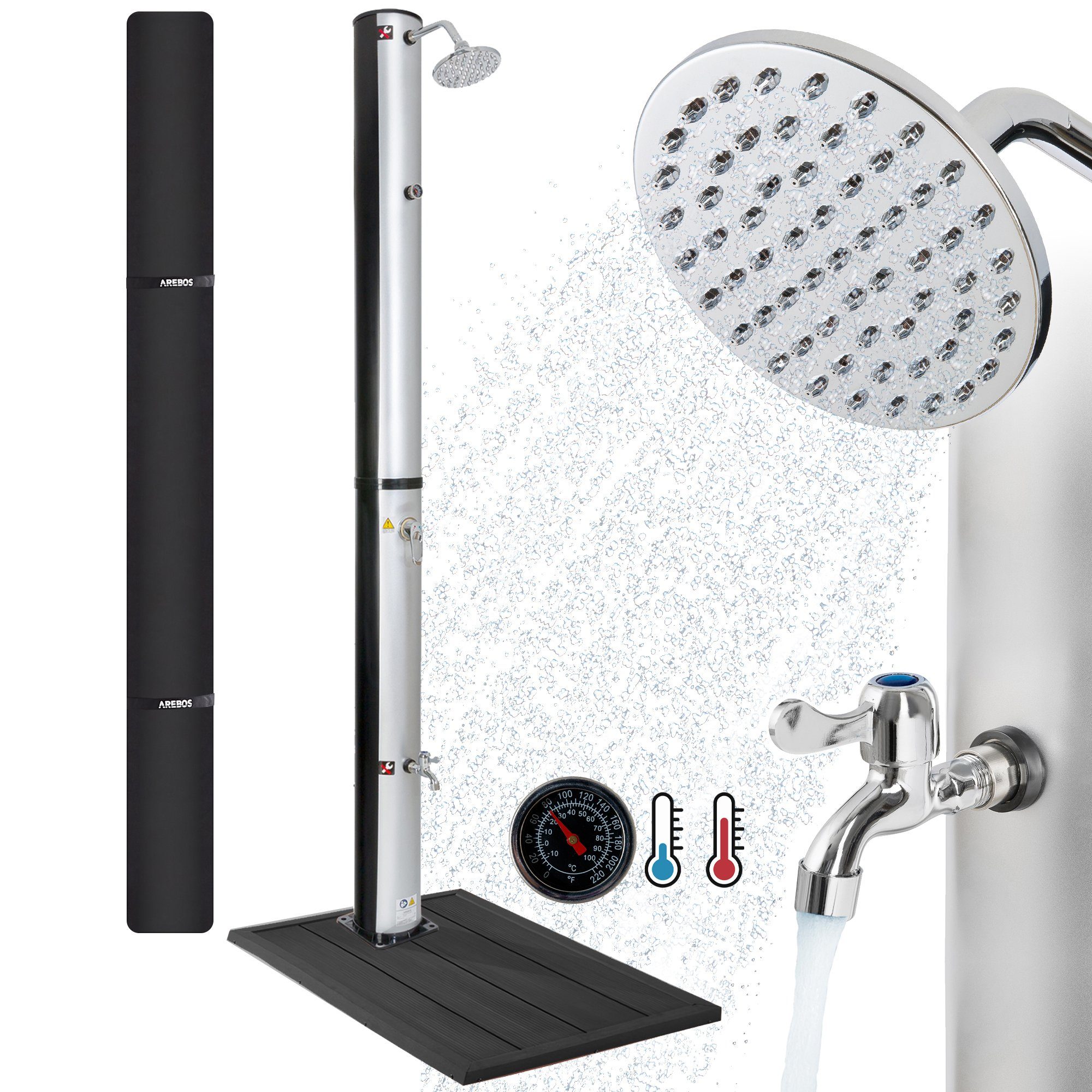 Arebos Solardusche 37 Liter Bodenelement &