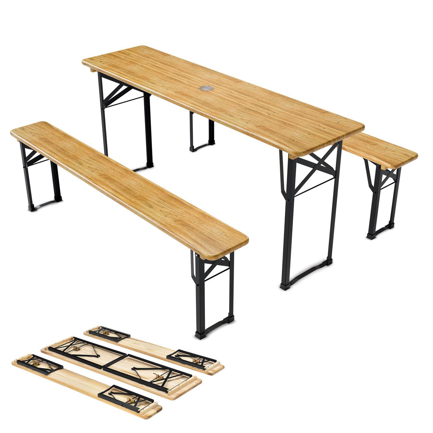 Juskys Bierzeltgarnitur Bichl, (Set, 3-tlg., Bierzeltgarnitur),