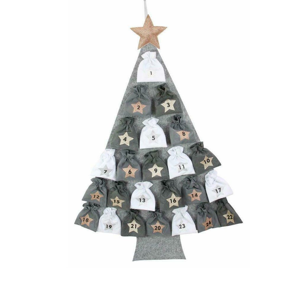 Home-trends24.de befüllbarer Adventskalender Kalender Tannenbaum Grau