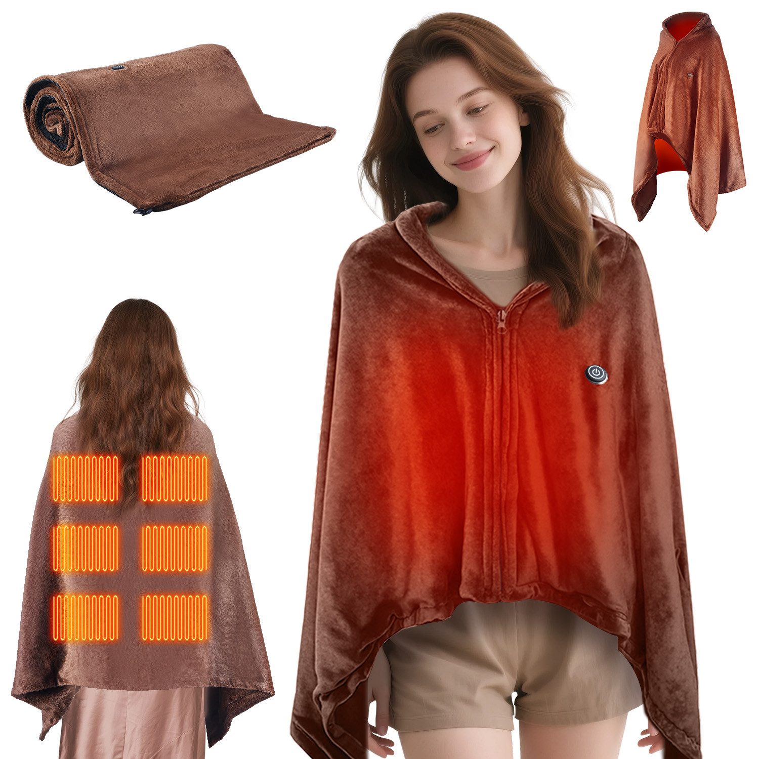 JVJH Heizdecke USB Heizdecke,Tragbar Beheizter Schal,