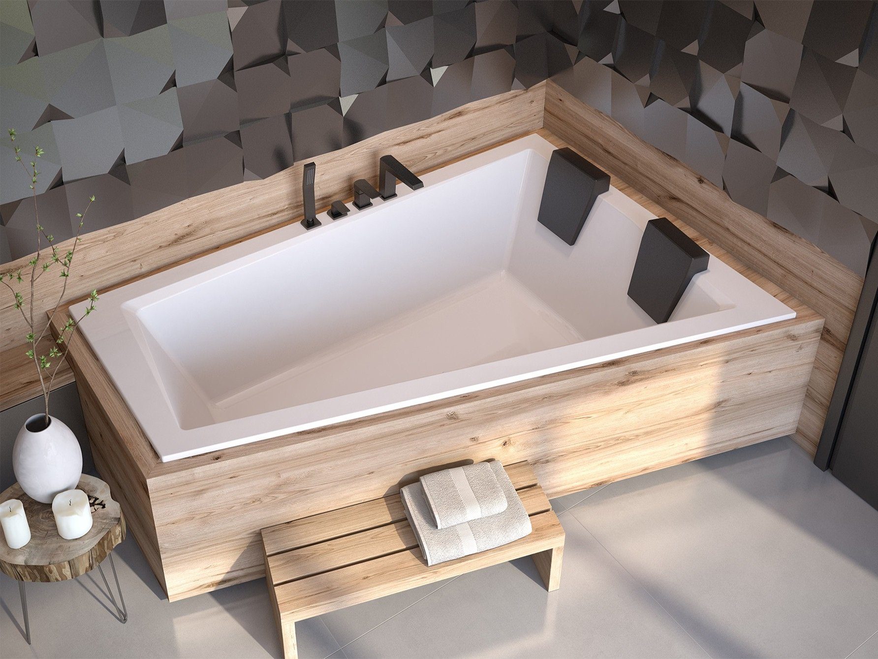 KOLMAN Badewanne Eckbadewanne Intima Slim 180x125,