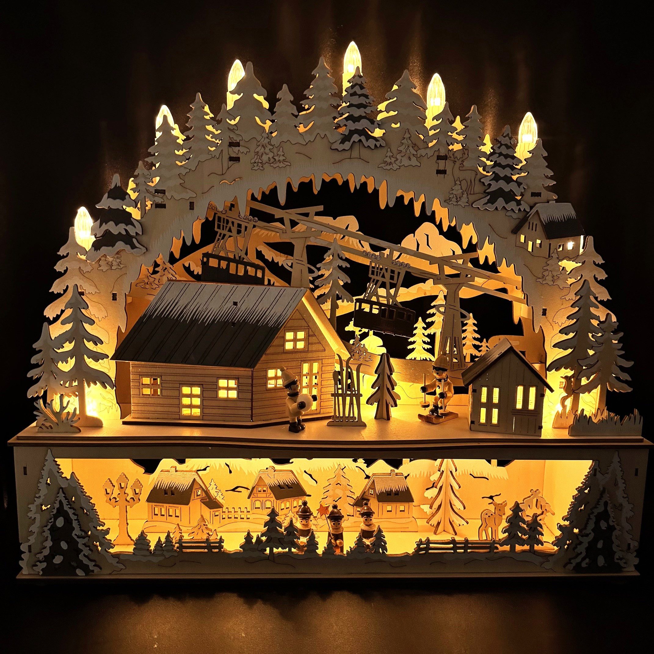 Online-Fuchs LED Schwibbogen Lichterbogen mit winterlicher