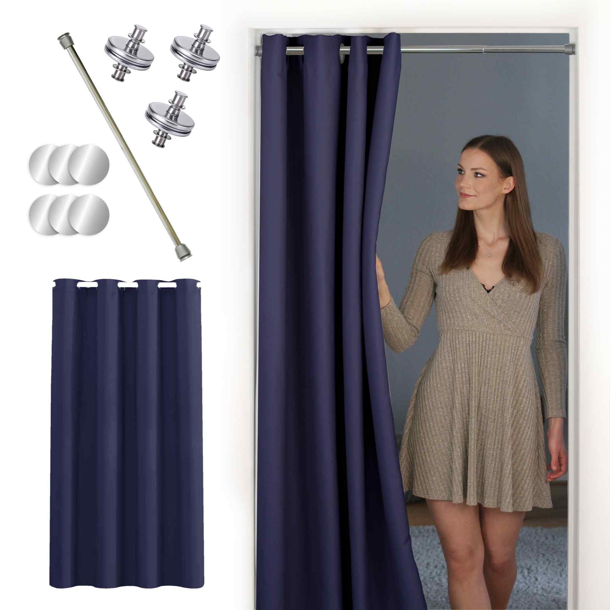 tinycurtains Türvorhang mit Stange silber 55-90