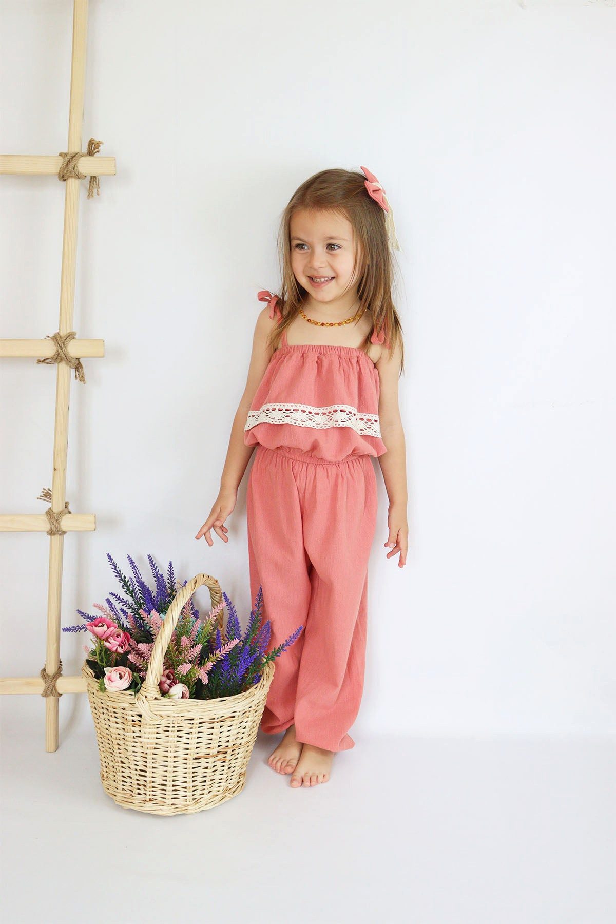Parla Kids Overall Lachsfarbener Jumpsuit mit