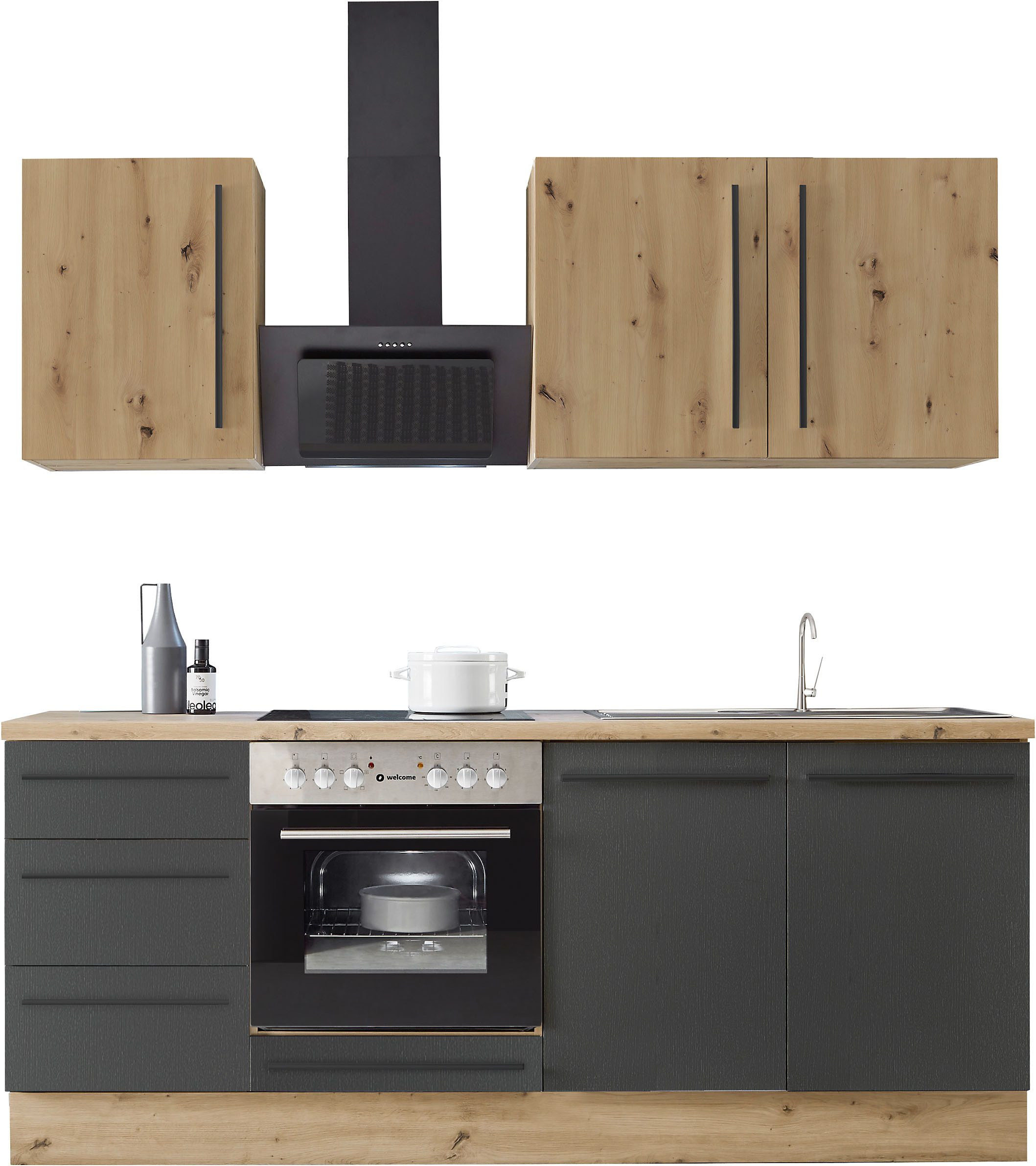 KOCHSTATION Küchenzeile KS-Florida mit 38mm starker