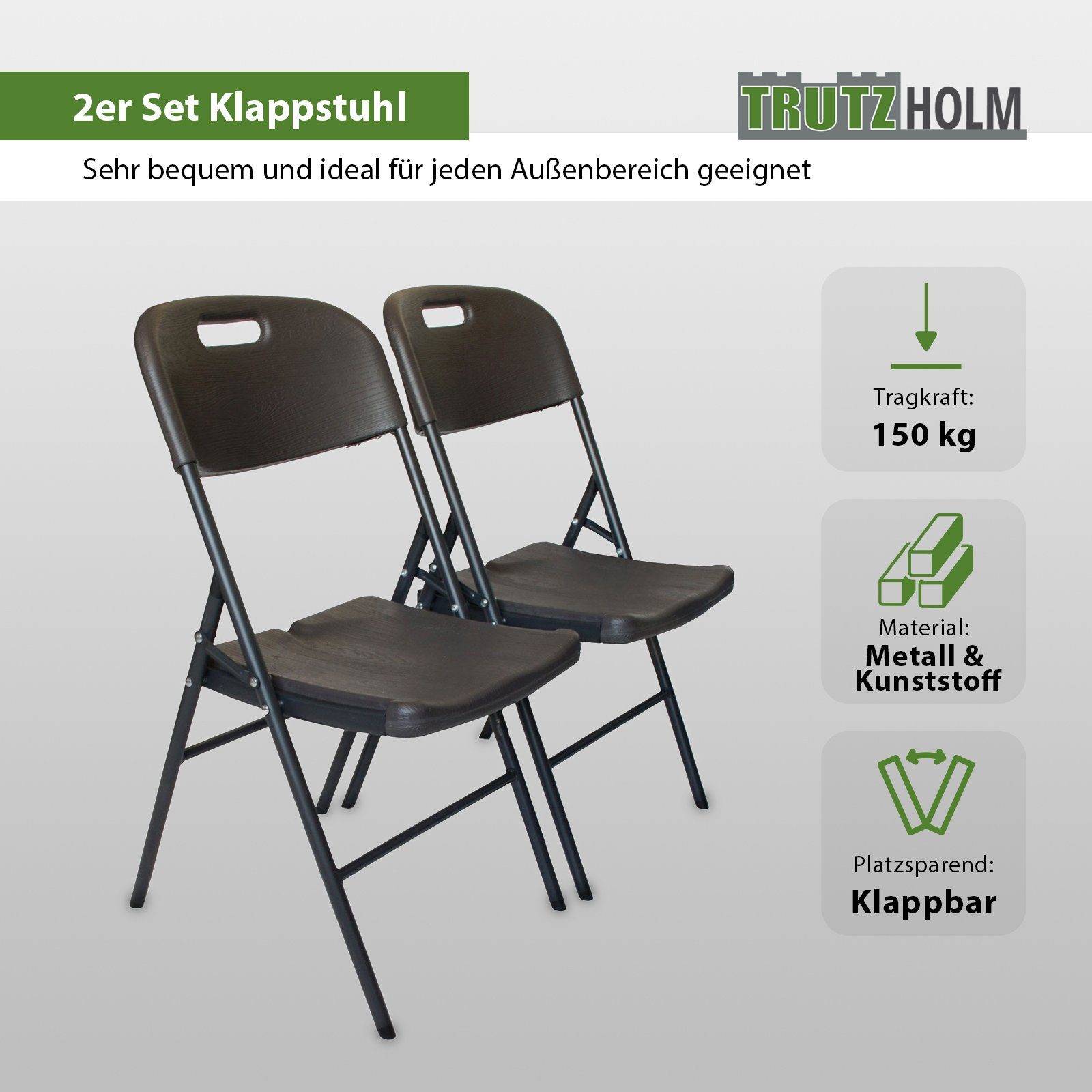 TRUTZHOLM Bierzeltgarnitur Klappstühle Gartenstuhl Campingstuhl 2er